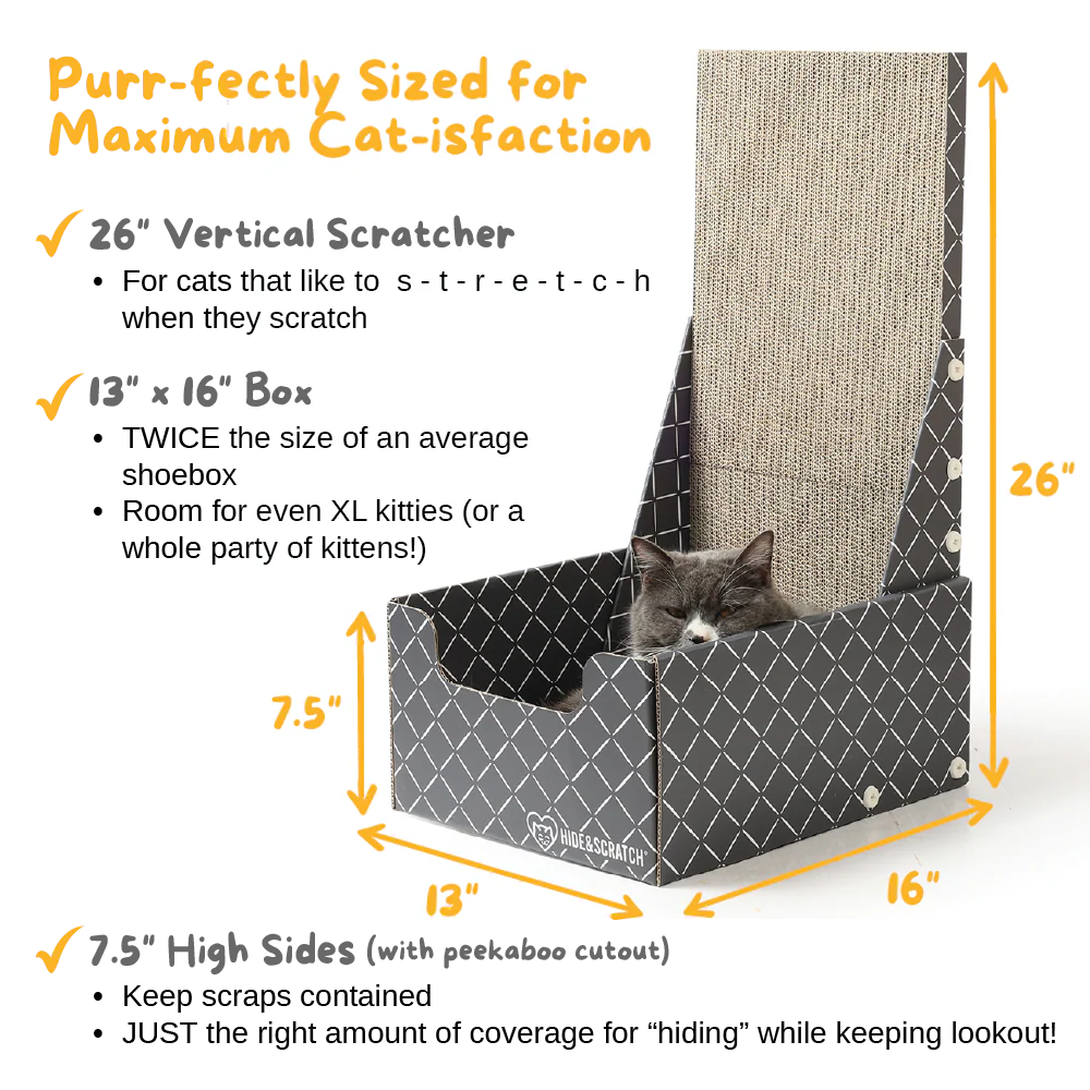 26" L Shaped Cat Scratcher Box and Cat Bed with Double-Sided Cardboard Cat Scratch Pad - Image 3