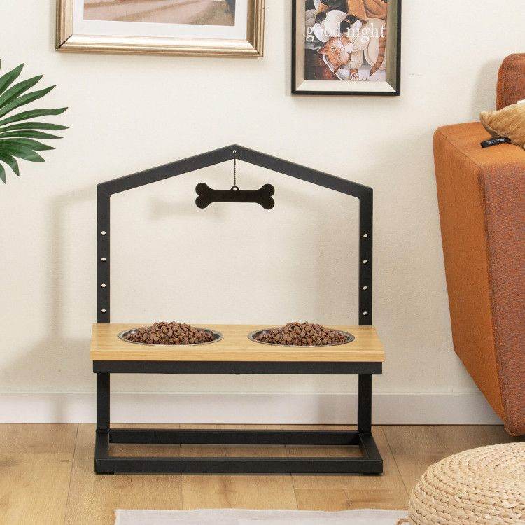 Adjustable Elevated Dog Feeder with 5 Height Settings - Premium Raised Pet Feeding Station with 2 Large Stainless Steel Bowls - Image 2