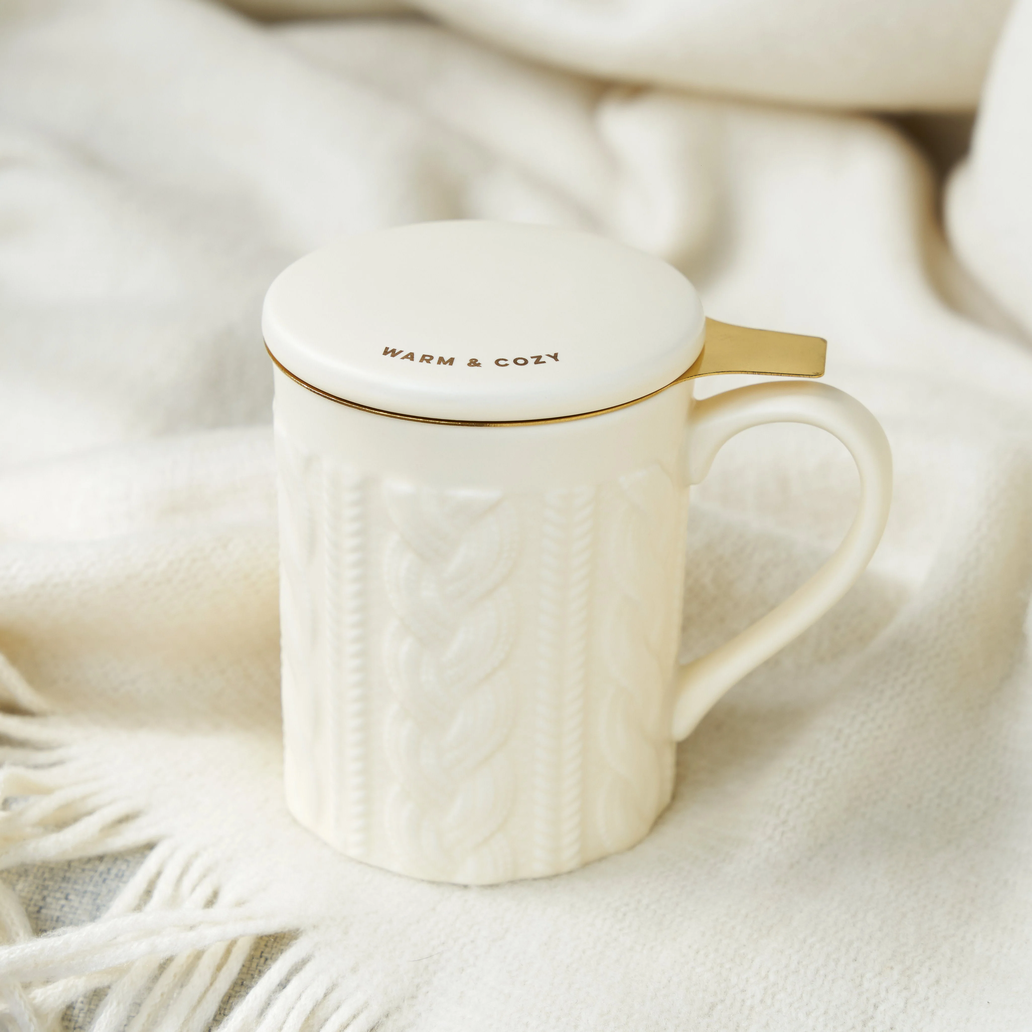 Annette Knit Ceramic Tea Mug & Infuser - Image 2