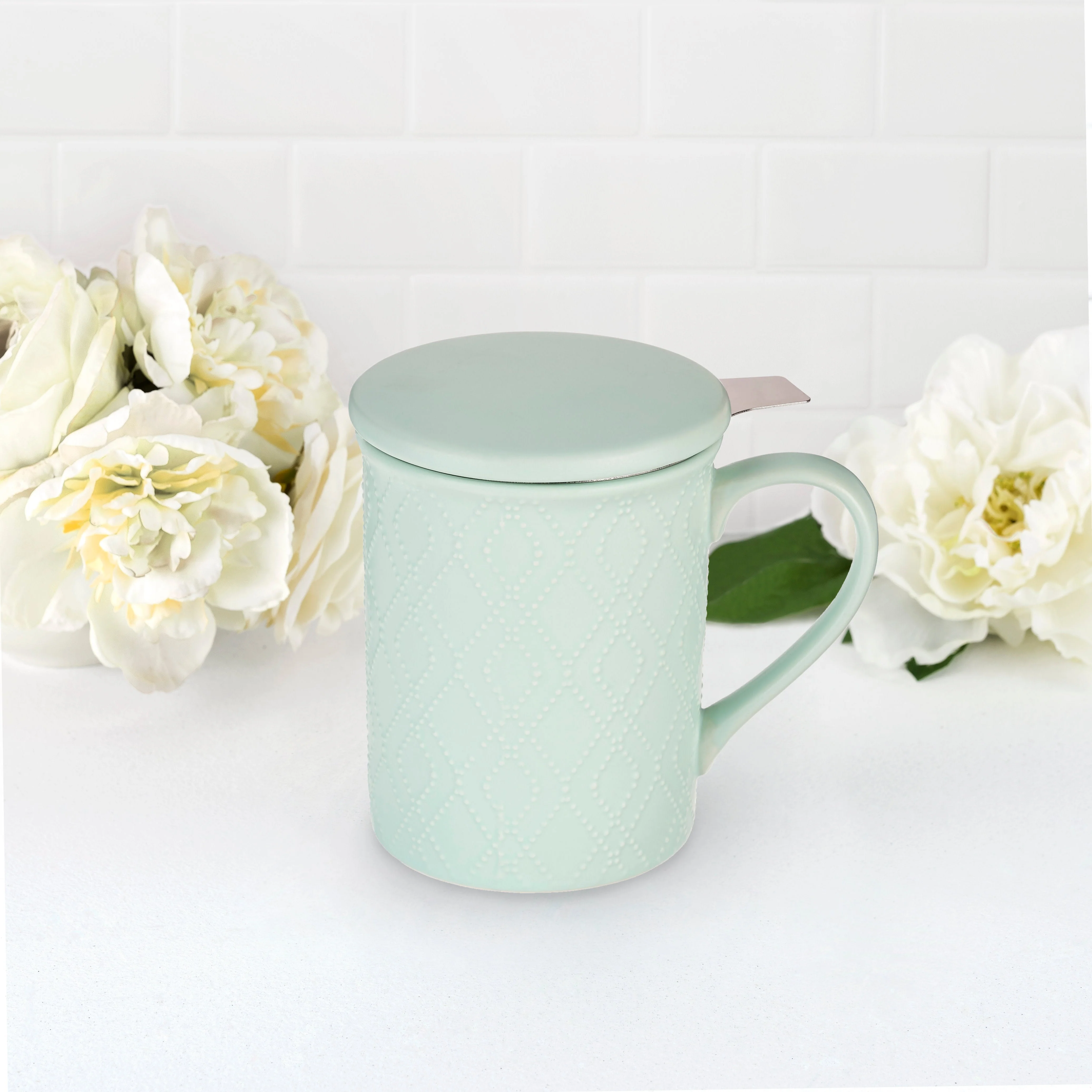 Annette: Souk Mint Ceramic Tea Mug & Infuser - Image 2