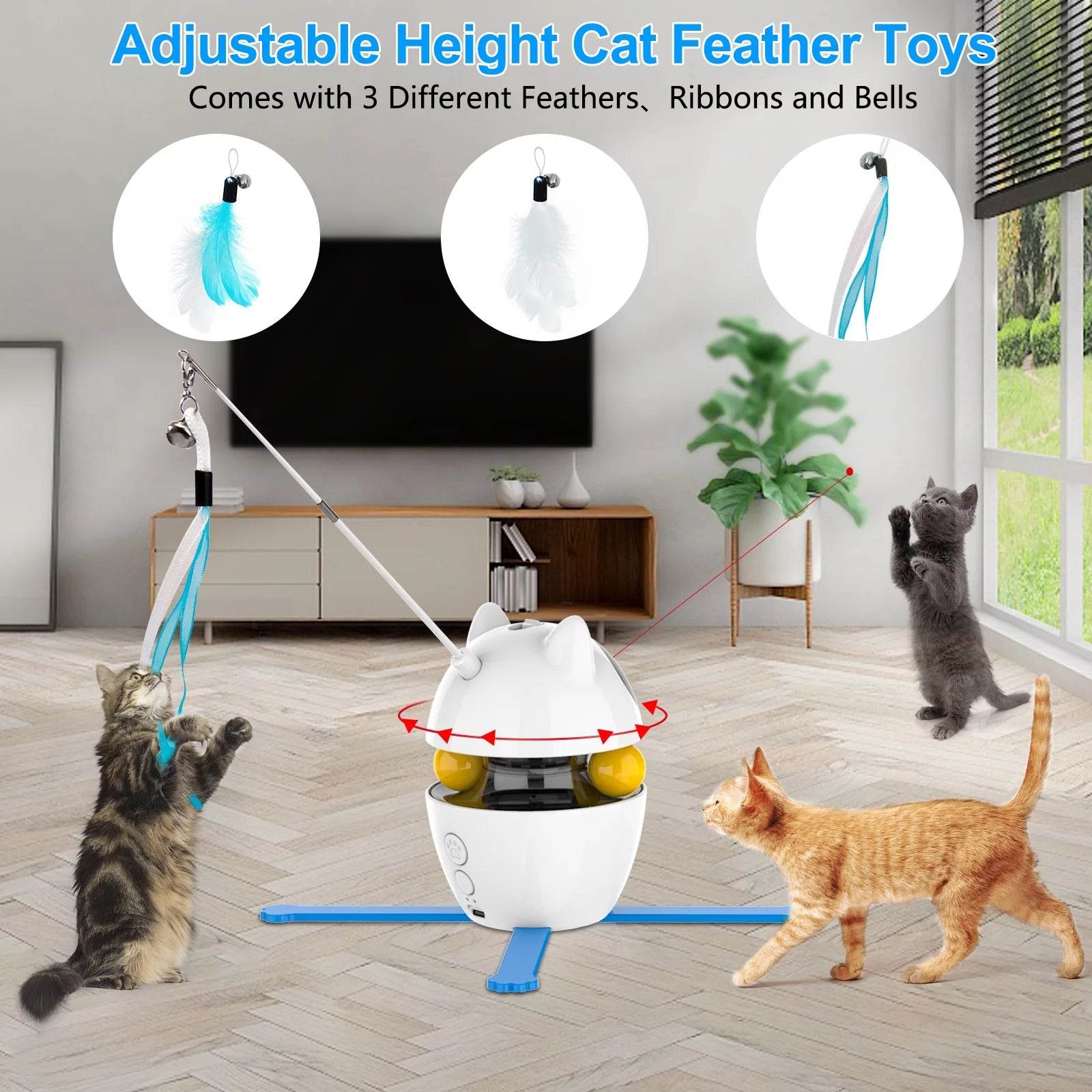 Automatic 3 in 1 Interactive Cat Toy with Laser and Feather for Indoor - Image 4