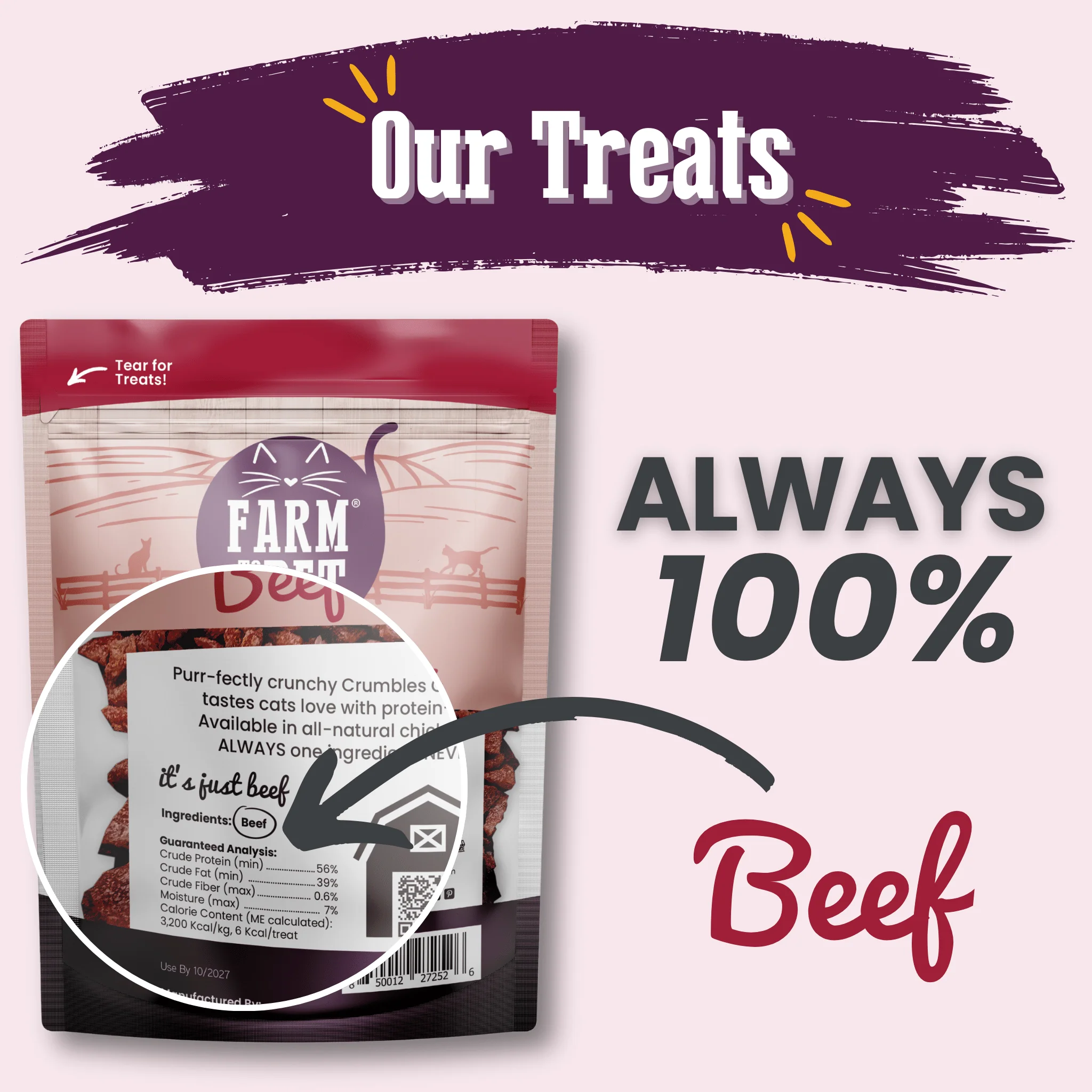 Beef Crumbles Cat Treats | High Protein Treats for Cats - Image 2