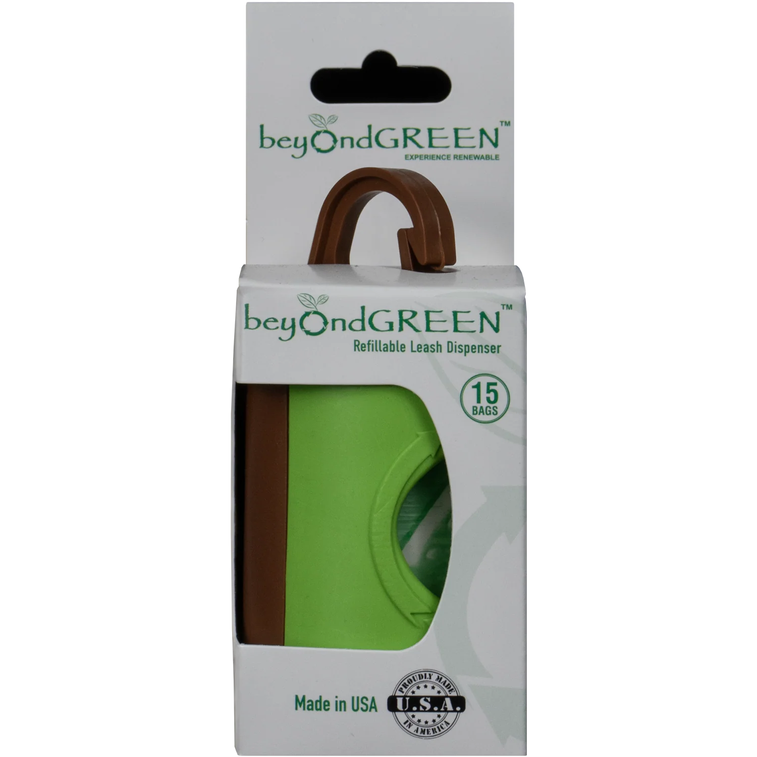 beyondGREEN Dog Waste Bag Leash Dispenser – Clip-On Holder for Standard Rolls – Durable, Portable, Made in USA
