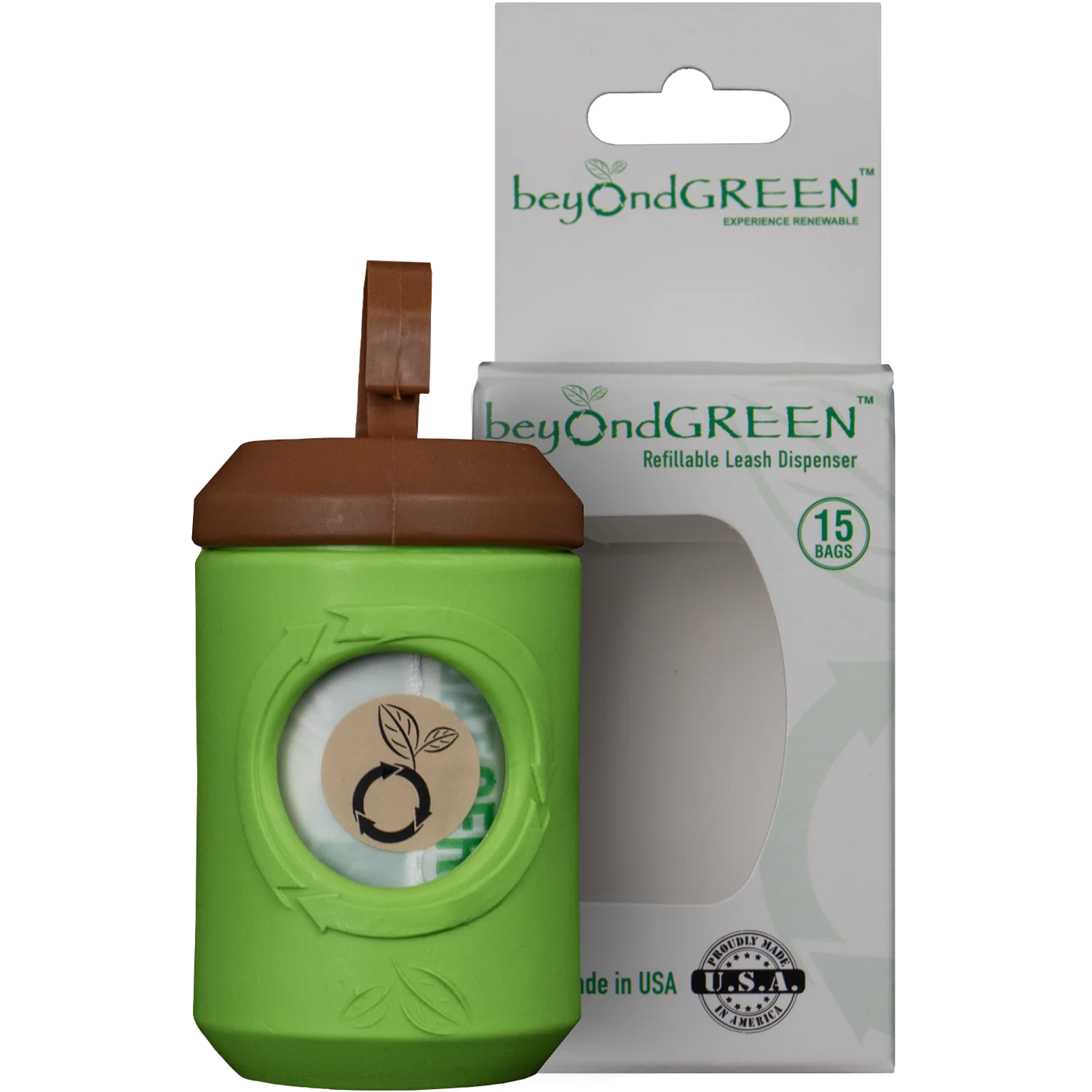 beyondGREEN Dog Waste Bag Leash Dispenser – Clip-On Holder for Standard Rolls – Durable, Portable, Made in USA - Image 2