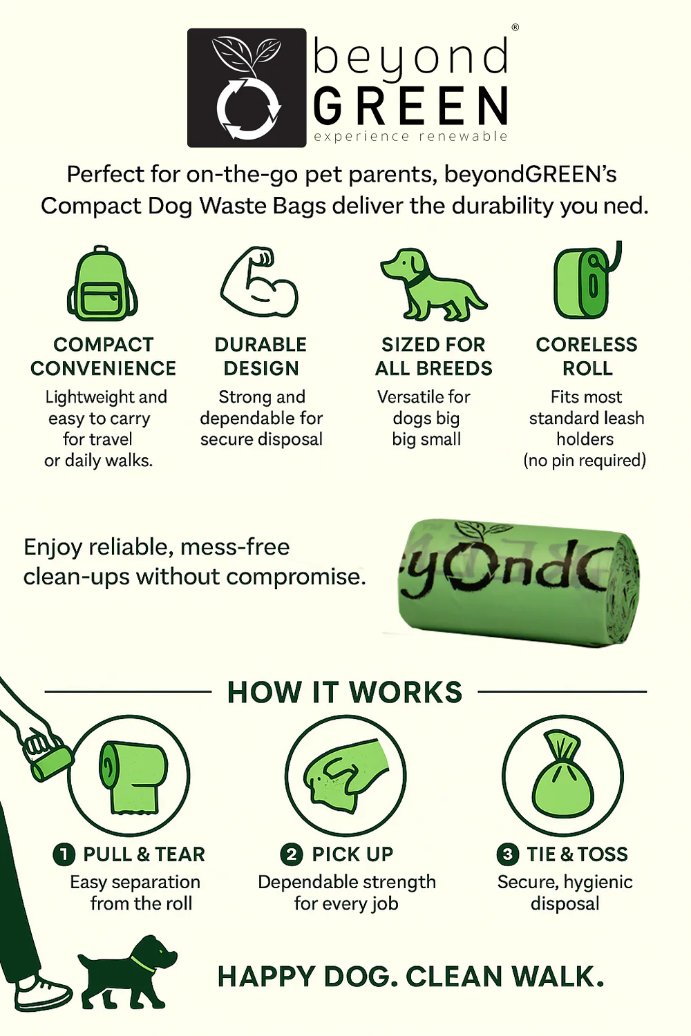 beyondGREEN Dog Waste Bags – Folded Rolls – Made in USA, Leak-Resistant, Extra-Strong - Image 10