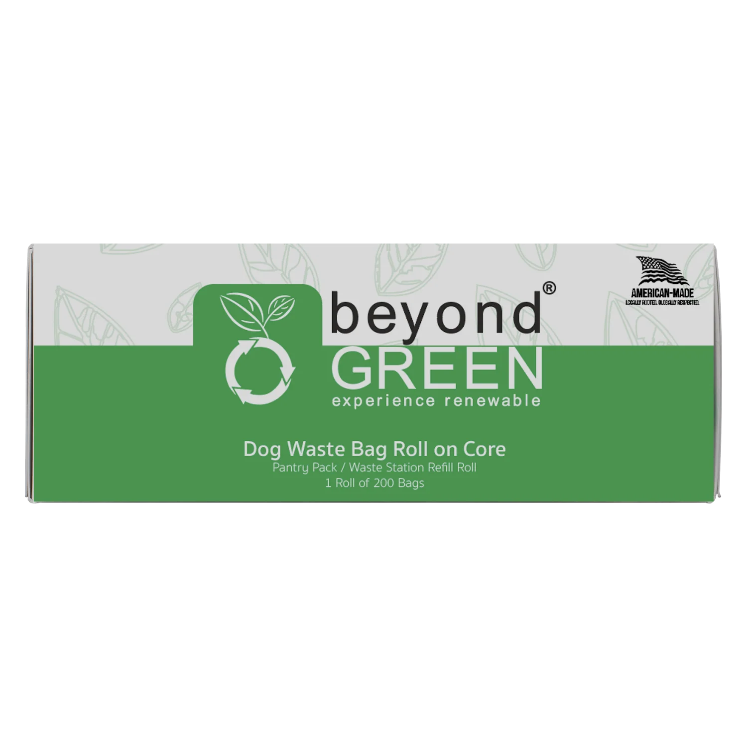 beyondGREEN Dog Waste Bags – Grab & Go Bulk Pack – 200 Bags on Roll with Core - Made in USA, Leak-Resistant, Folded Rolls