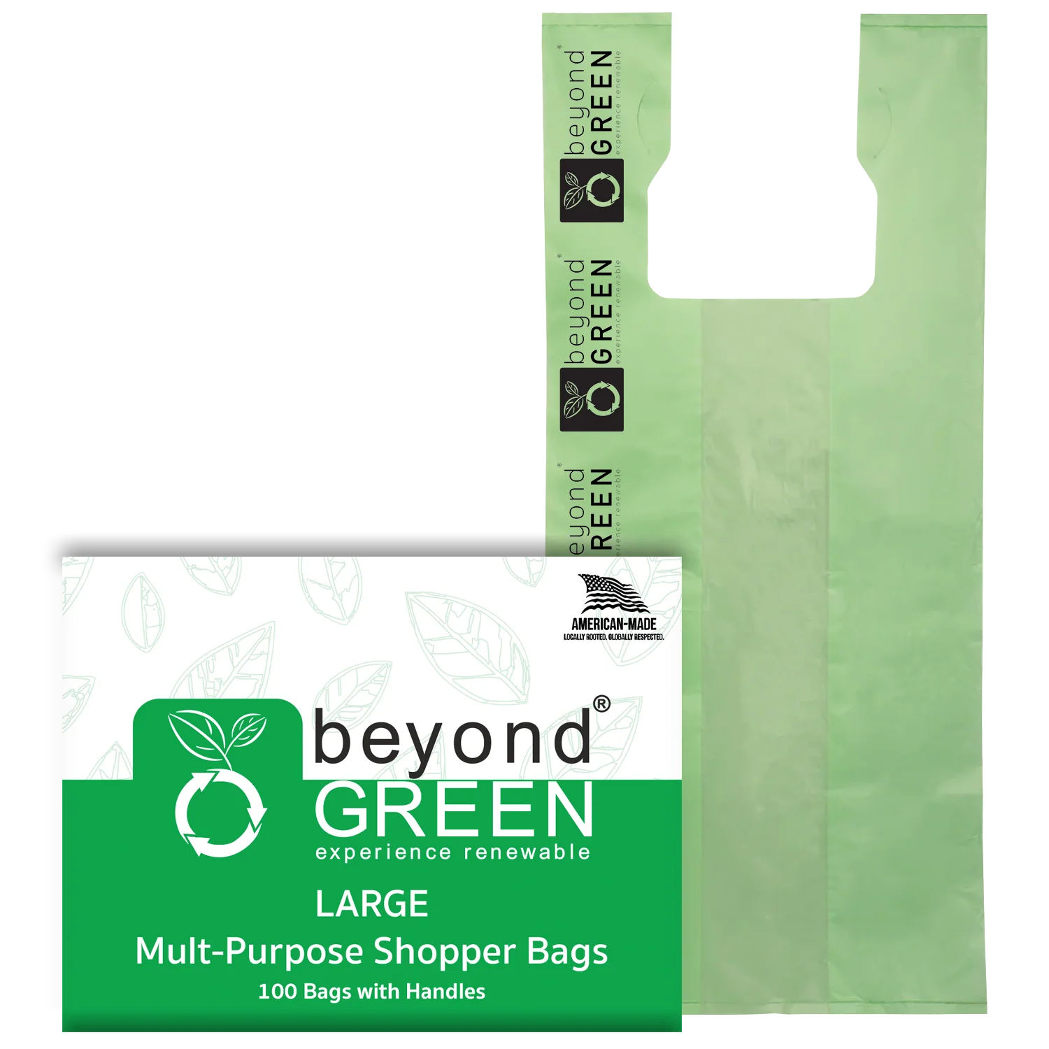 beyondGREEN Large Multi-Purpose Shopper Bags – Made in USA, Tear-Resistant & Leak-Resistant