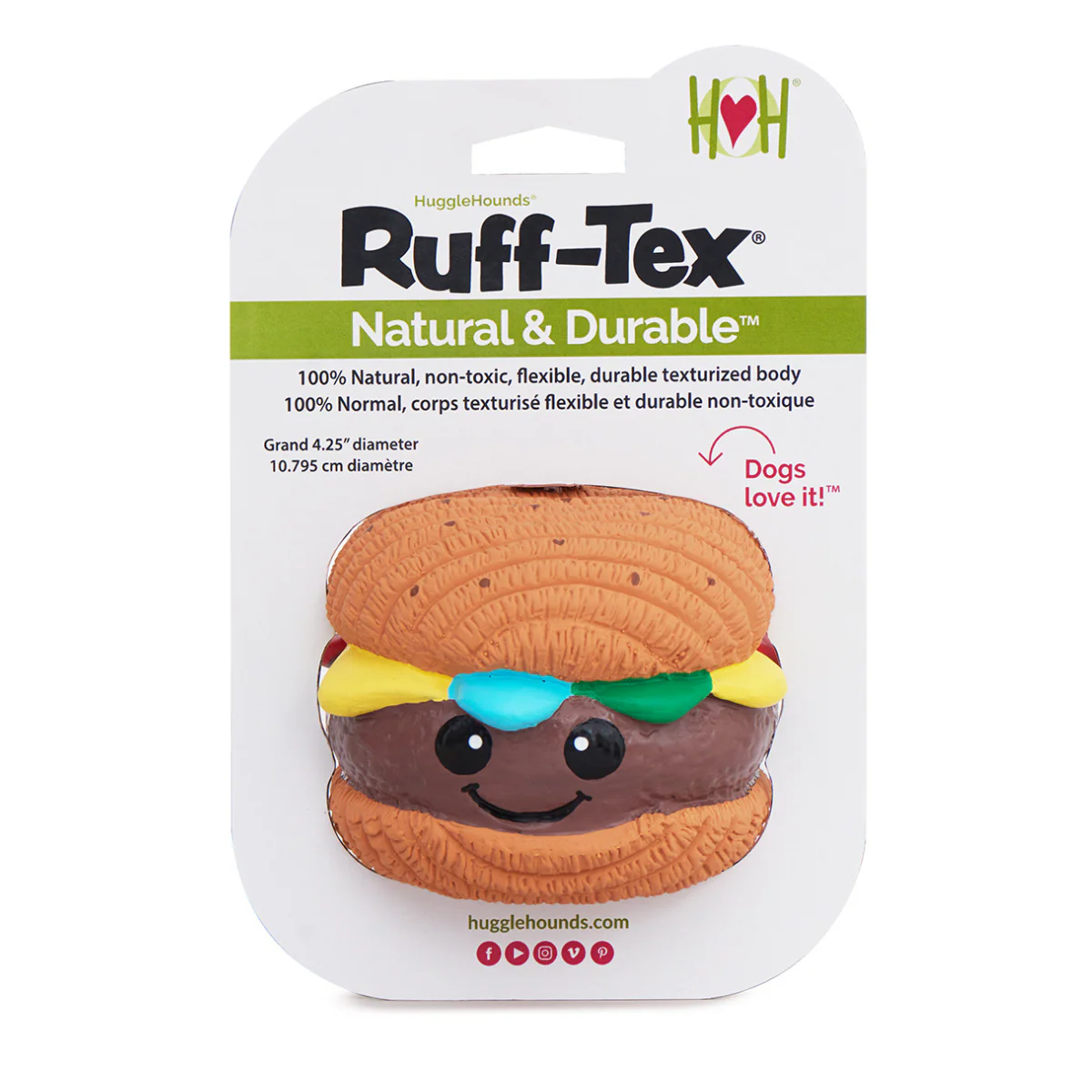 Big Buns Foodies Hamburger Ruff-Tex® Latex Ball Dog Toy - Image 4