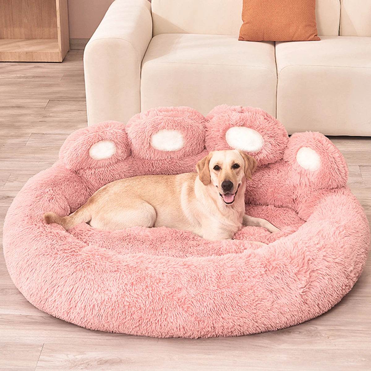 Big Paw Plush Pet Sofa Bed – Washable Dog & Cat Bed with Calming Raised Edges (Small to XL) - Image 4