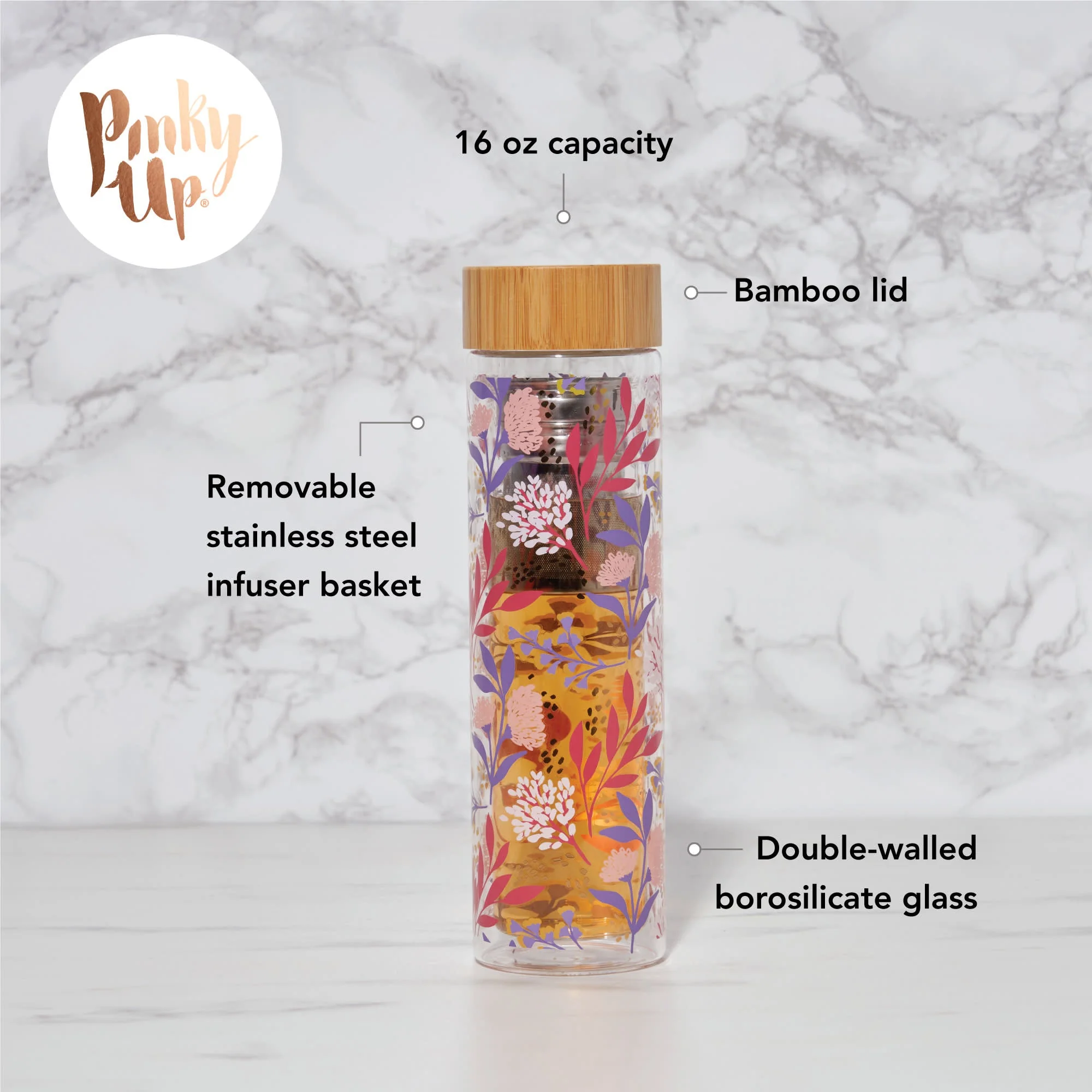 Blair: Botanical Bliss Glass Travel Infuser Mug - Image 4