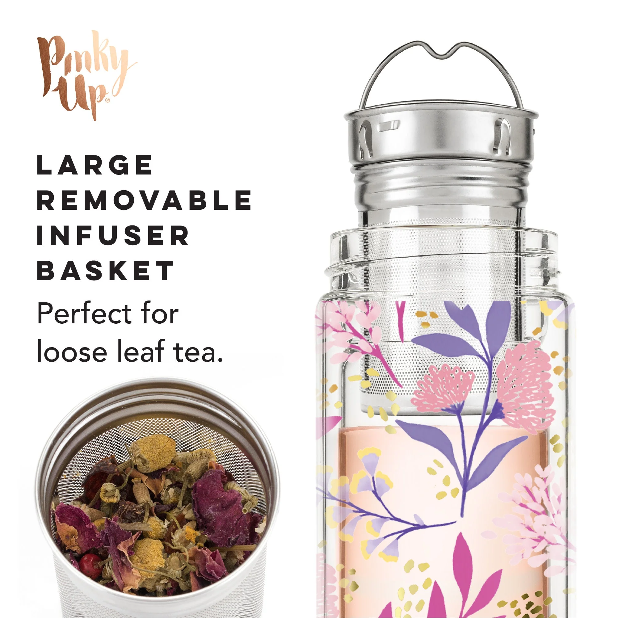 Blair: Botanical Bliss Glass Travel Infuser Mug - Image 5