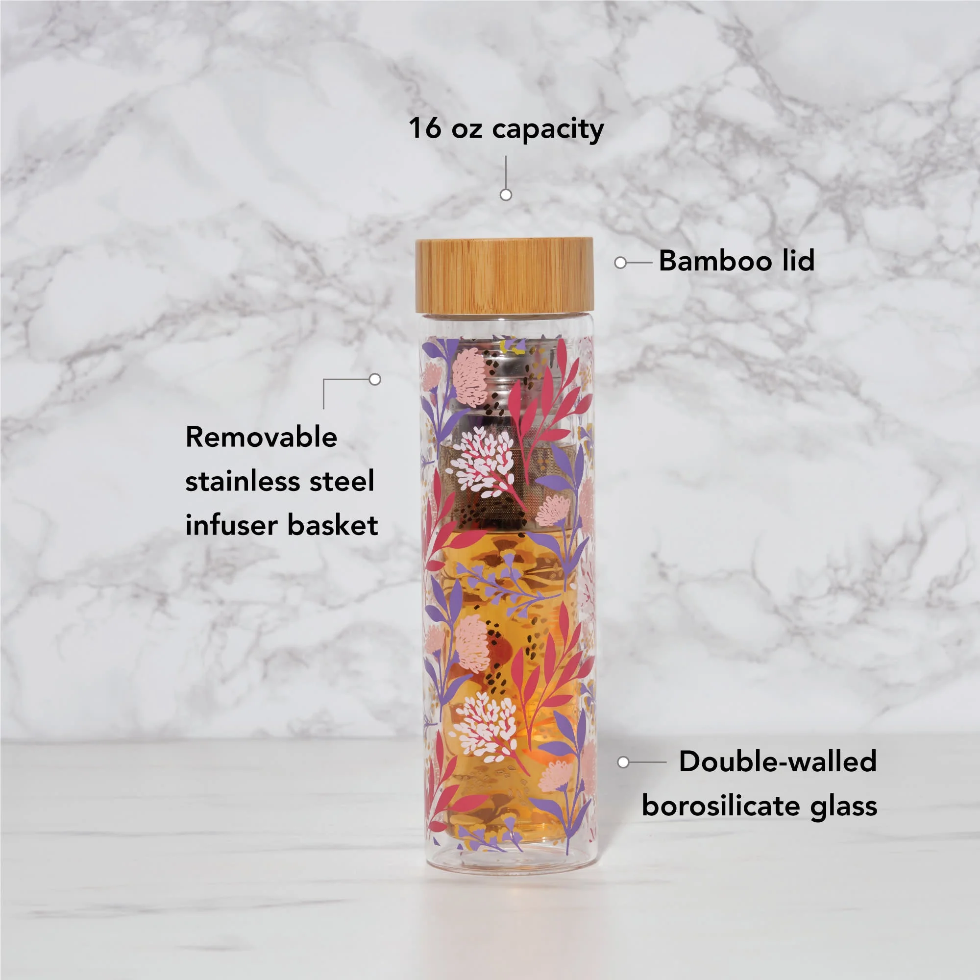 Blair: Botanical Bliss Glass Travel Infuser Mug - Image 7