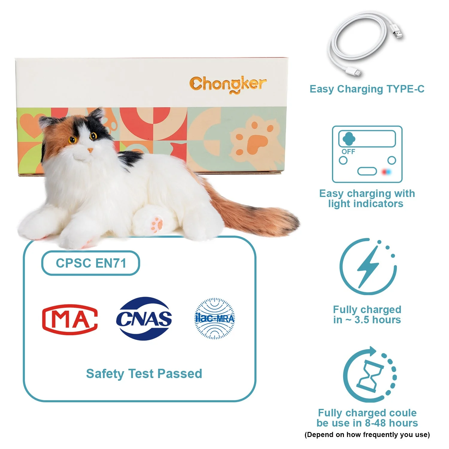 Breathing Calico Percy 2.0- Heartbeat Pur,Voice Robonic Cat - Image 8
