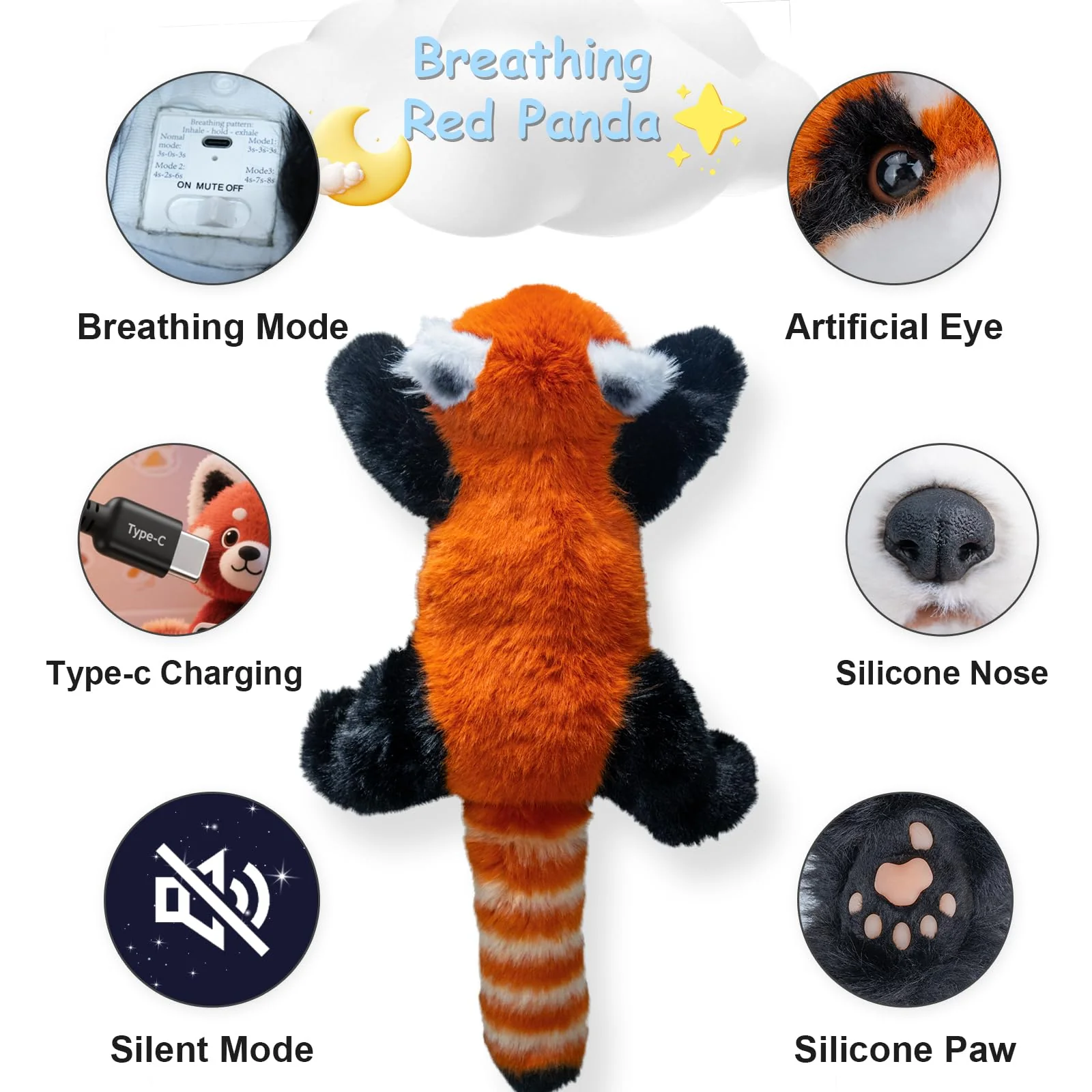 Breathing Red Panda Plush – Lifelike Calming Toy Gift - Image 4