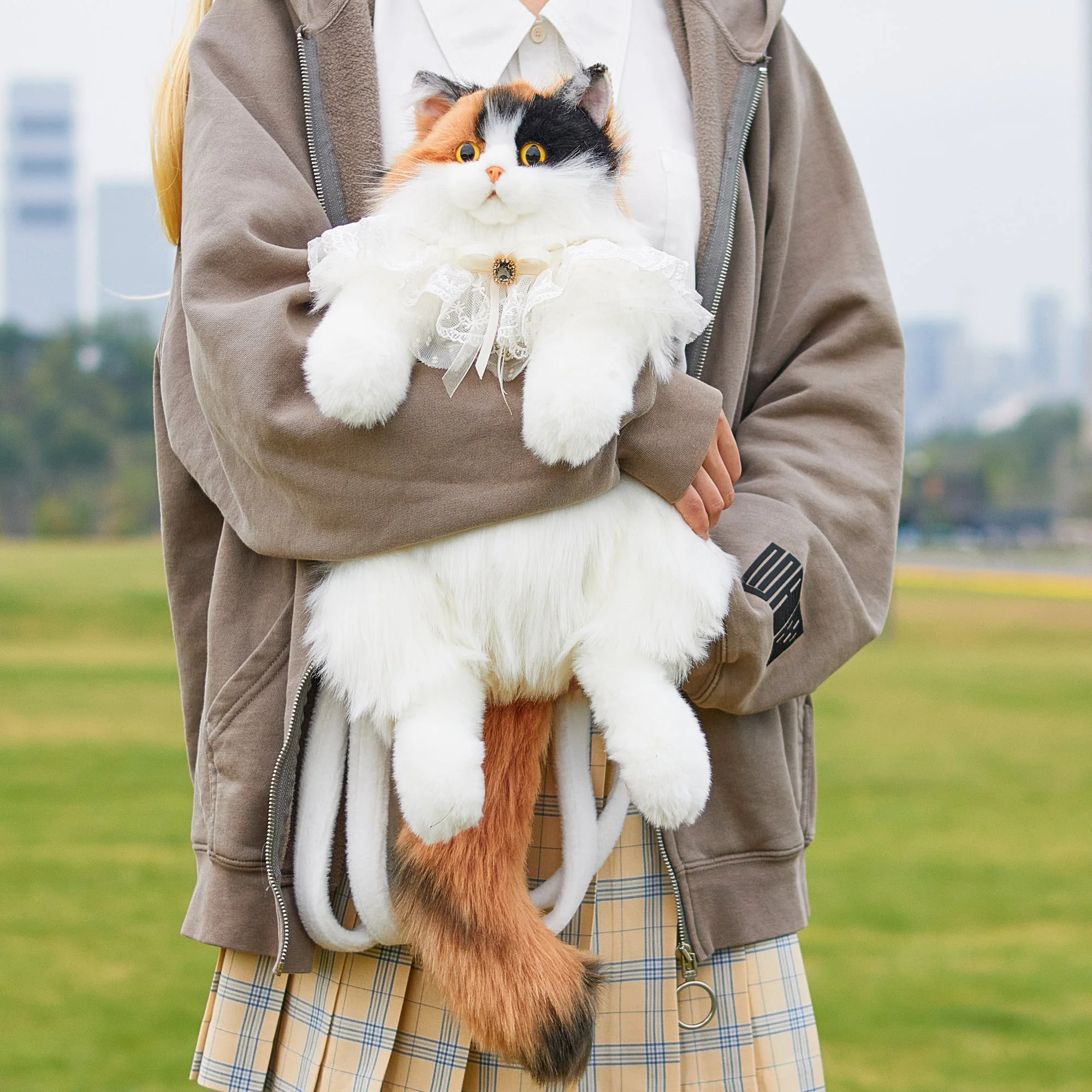 Calico Cat Backpack – Lifelike Plush Bag for Women & Kids - Image 4