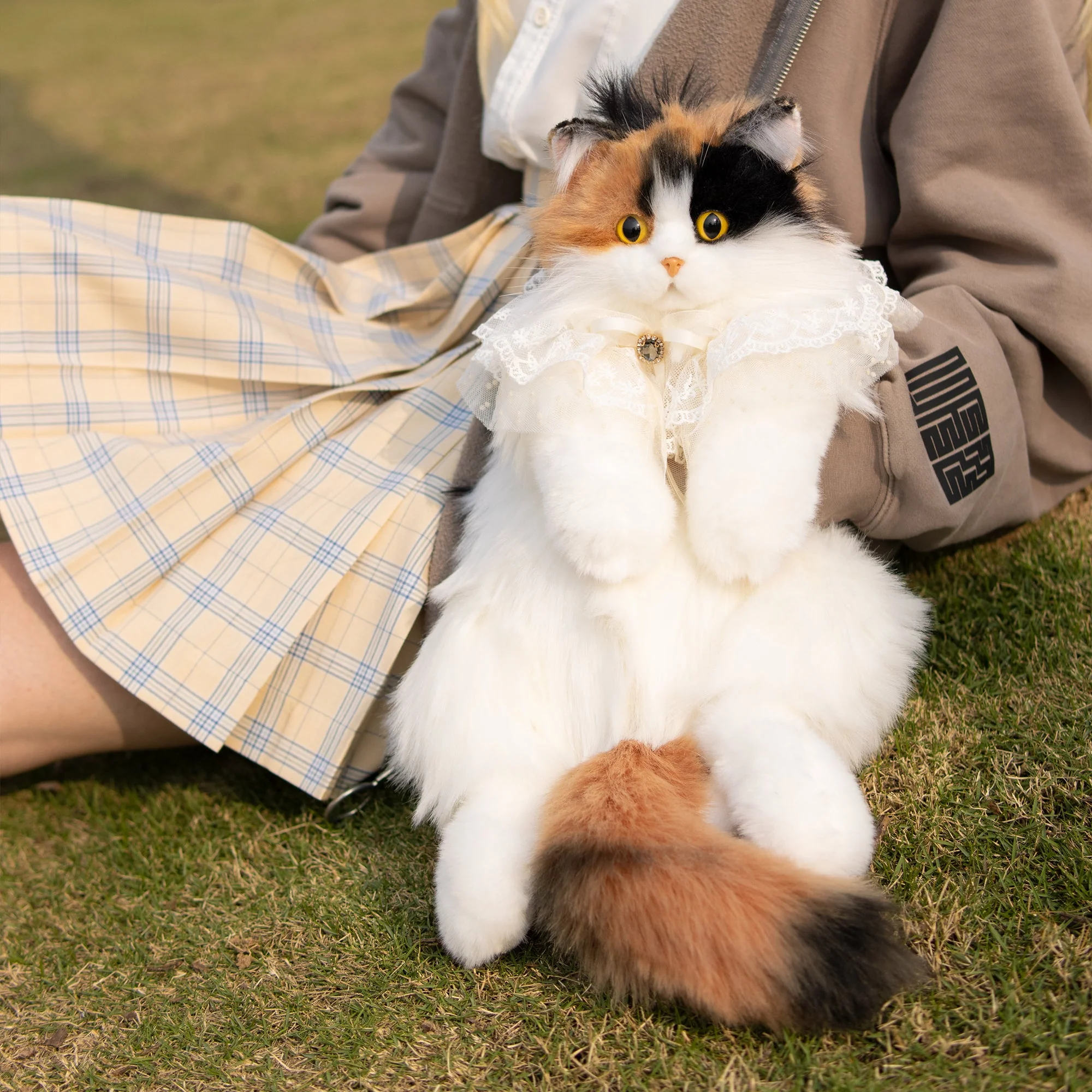 Calico Cat Backpack – Lifelike Plush Bag for Women & Kids - Image 7