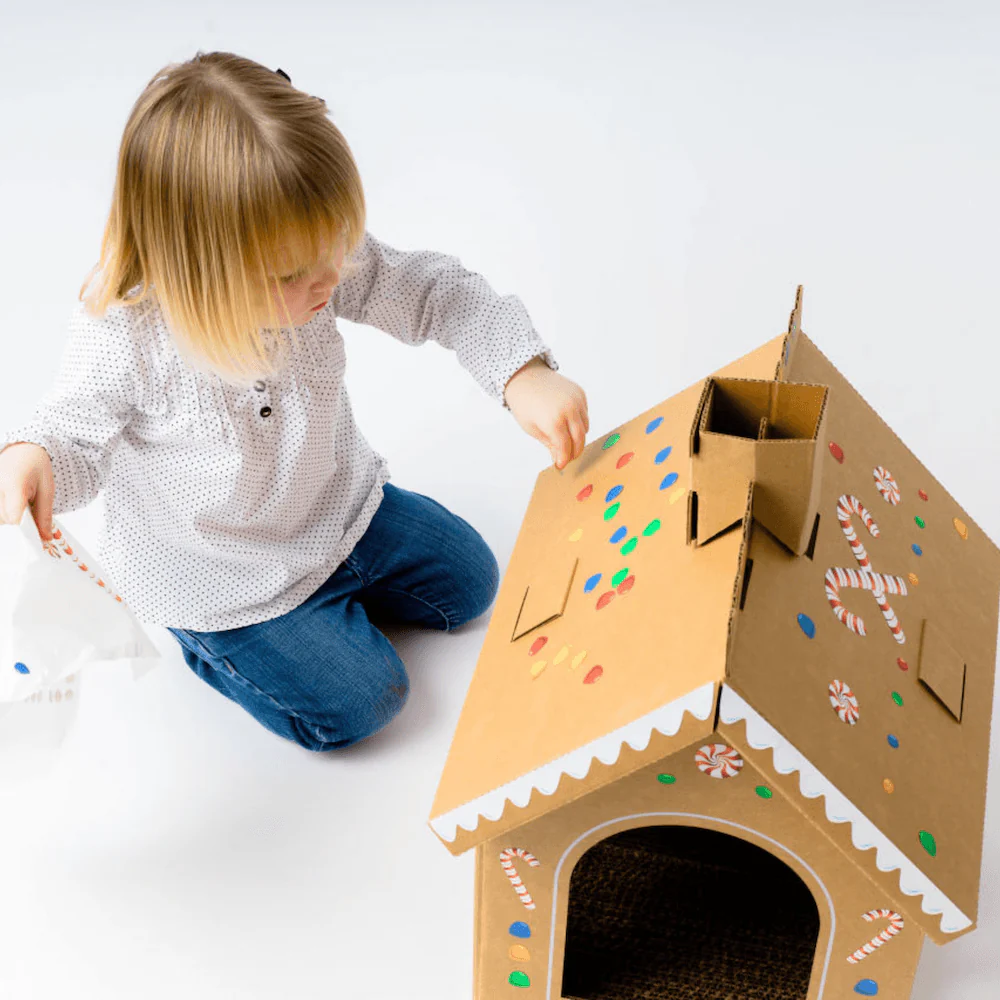 Cardboard Gingerbread Cat Playhouse Kit - Image 10