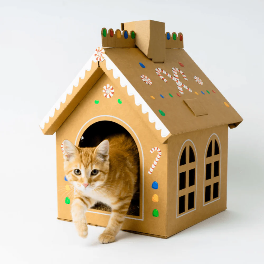 Cardboard Gingerbread Cat Playhouse Kit - Image 12