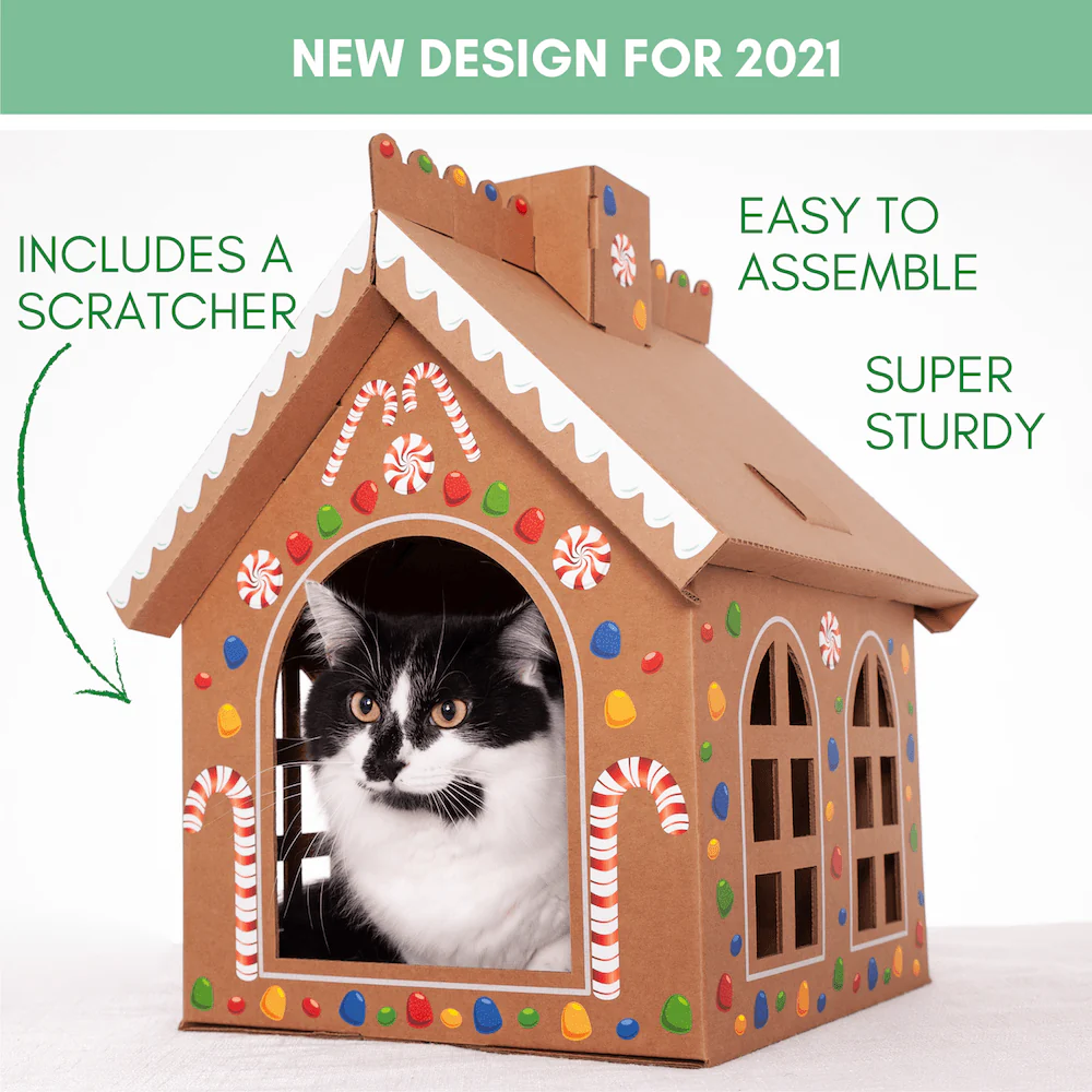 Cardboard Gingerbread Cat Playhouse Kit - Image 3