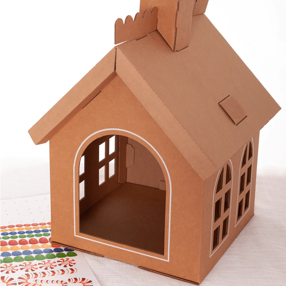 Cardboard Gingerbread Cat Playhouse Kit - Image 6