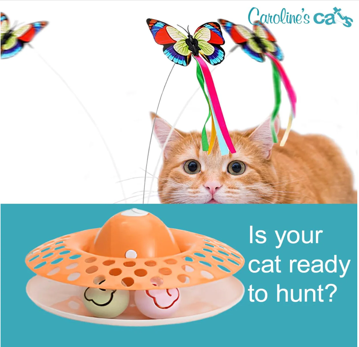 Caroline's Cats Automatic Butterfly Cat Toy – Interactive 2 in 1 with Auto Shut Off & Catnip Ball Track; Recommended Electric Exercise & Enrichment Game - Image 7