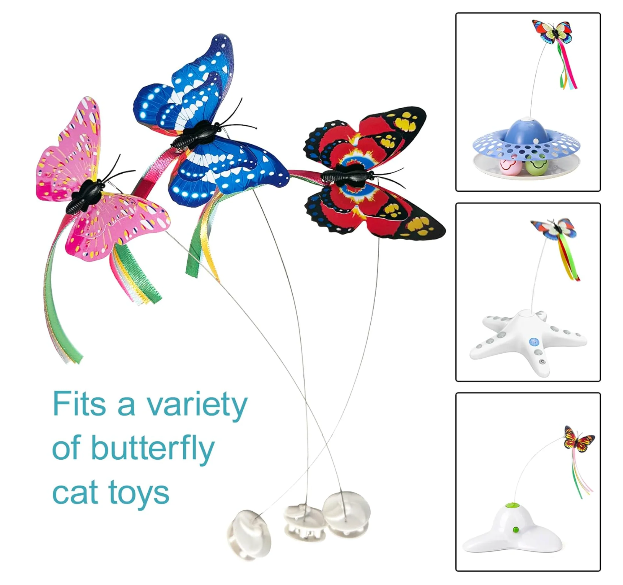 Caroline's Cats Fluttering Butterfly Cat Toy Refill, Replacement Butterflies, Fits All for Paws, Potaroma, Other Brands - Image 2