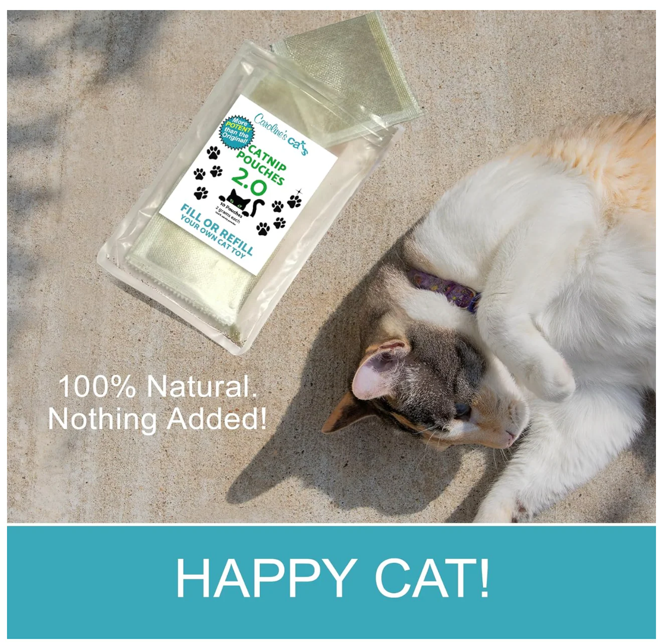 Caroline's Cats Organic Catnip Packets for Cat Toys 2.0 – More Potent Refill Pouches for Flapping Bird, Flopping Fish, and Others, 10 Tea Bags - Image 6