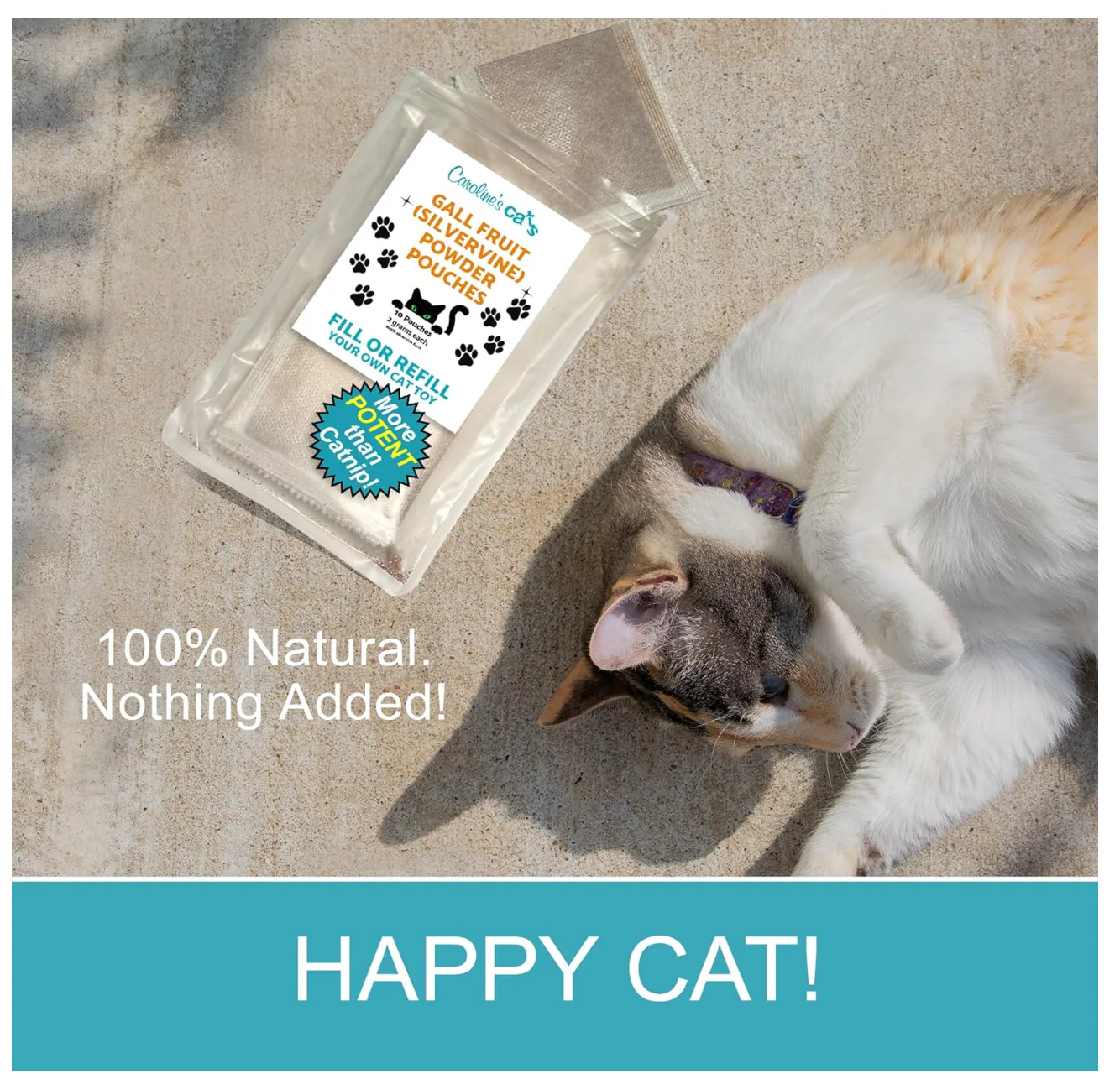 Caroline's Cats Silvervine Powder Packets for Cat Toys - Gall Fruit Refill Pouches More Potent Than Catnip Replacements for Flapping Bird, Flopping Fish, and More - Image 6