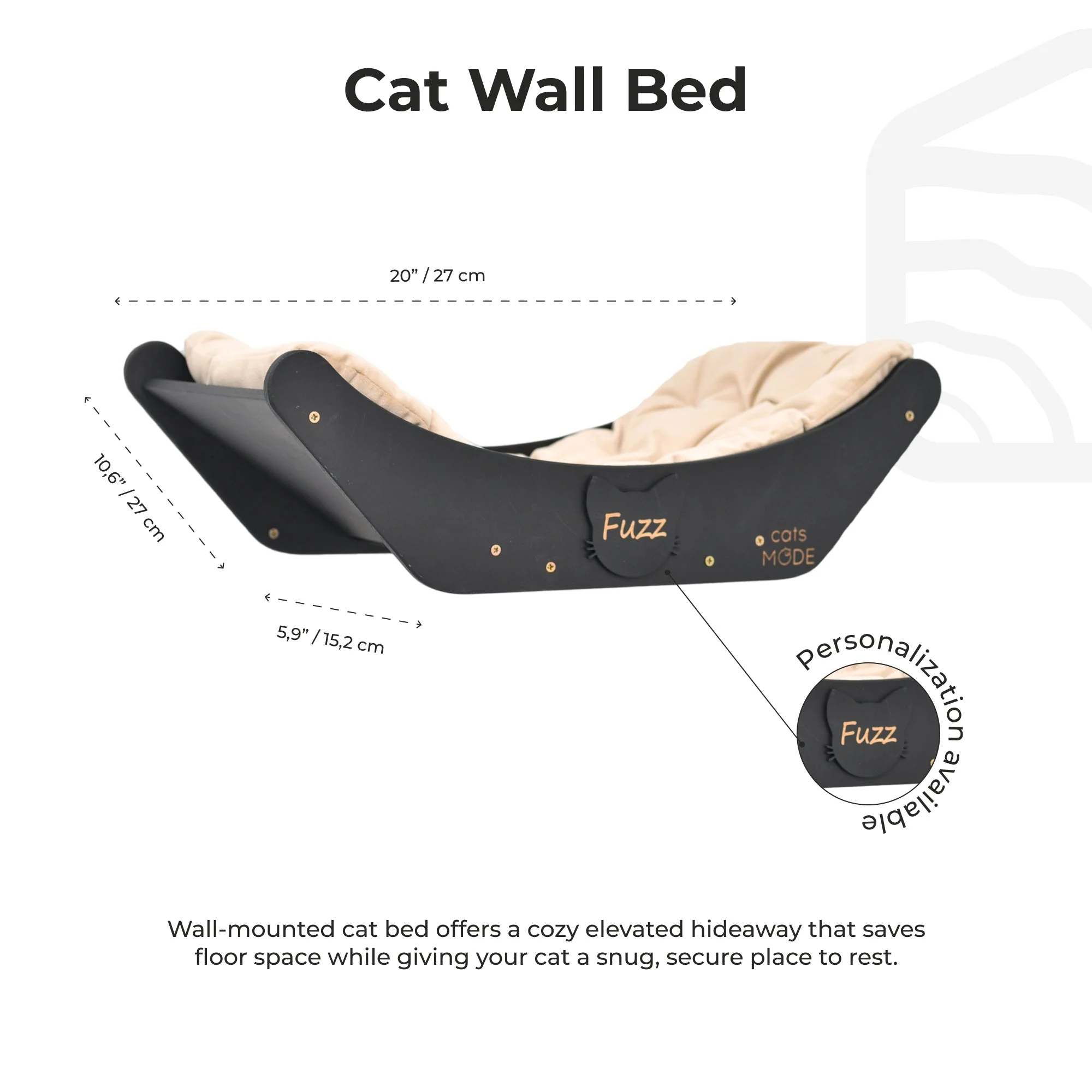 Cat Curve Wall Bed Black - Image 5