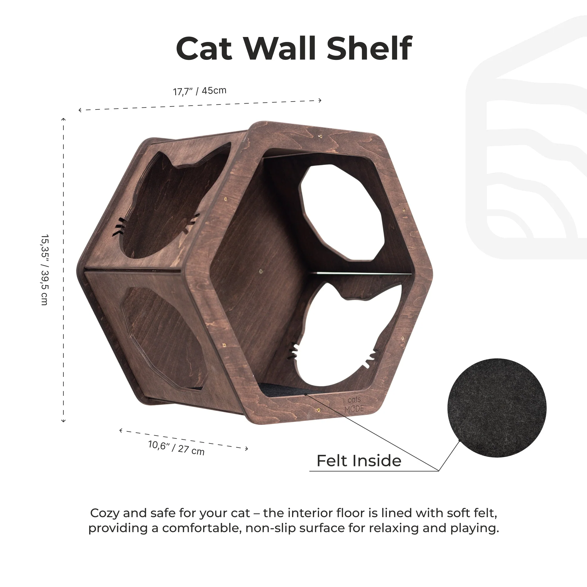 Cat Hexagon Shelf Dark Walnut - Image 5