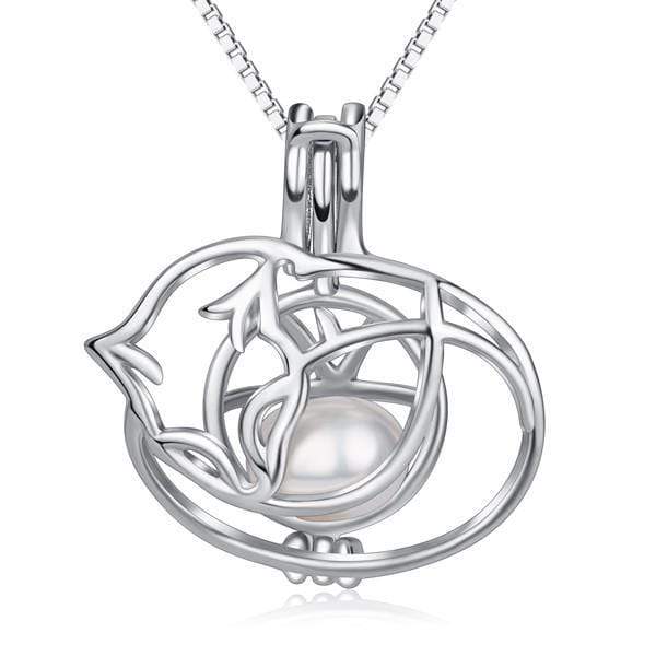 Cat Nap Pearl Cage Pendant | Sterling Silver Cat Necklace - Image 2