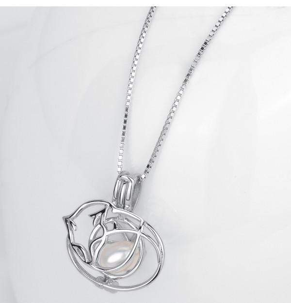 Cat Nap Pearl Cage Pendant | Sterling Silver Cat Necklace - Image 3