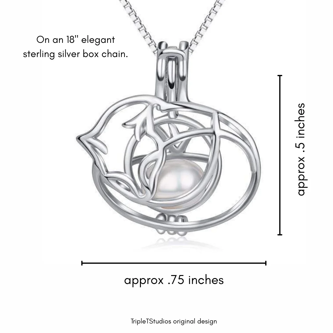Cat Nap Pearl Cage Pendant | Sterling Silver Cat Necklace - Image 5