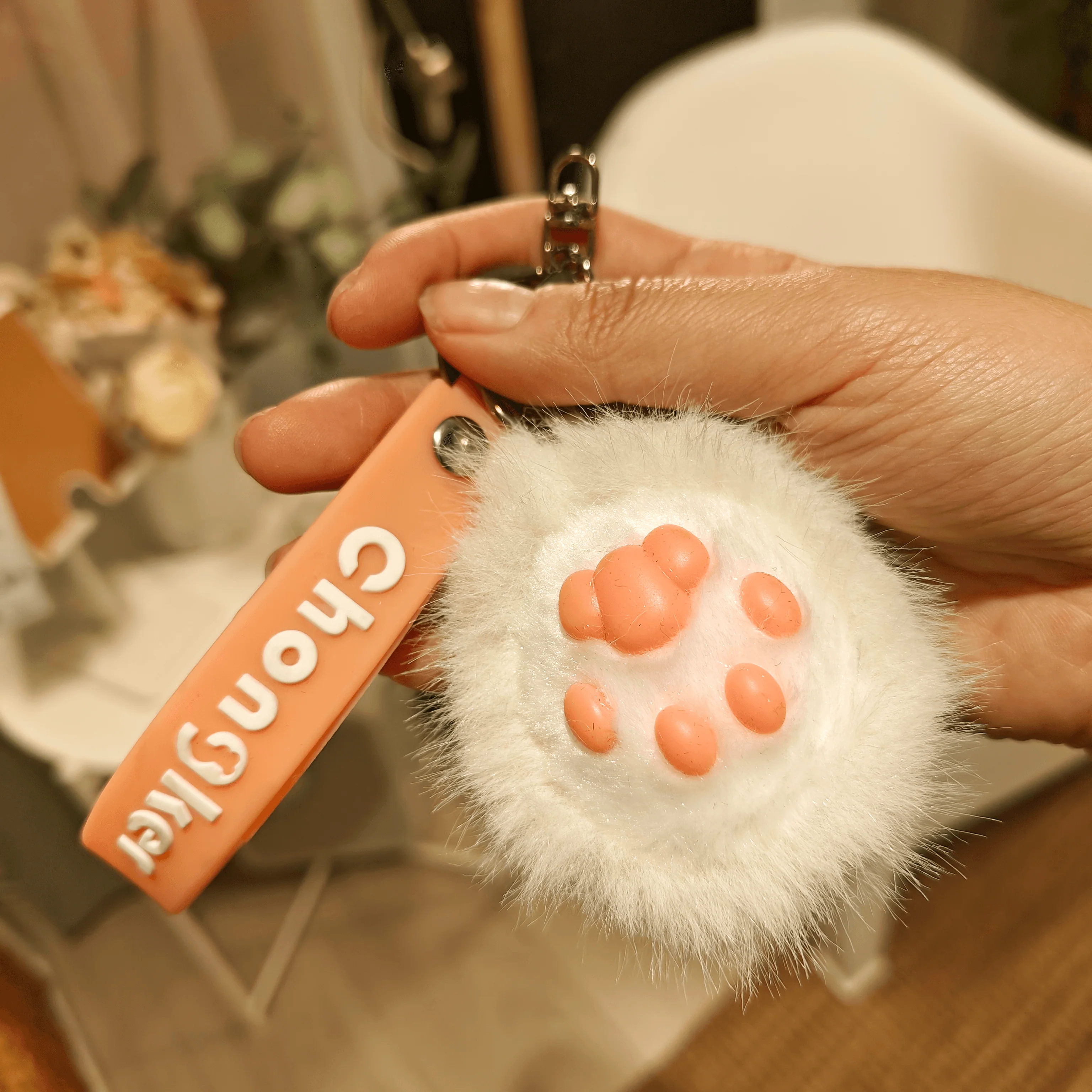 Cat Paw Keychain – Fluffy Cute Charm for Girls & Bags - Image 3