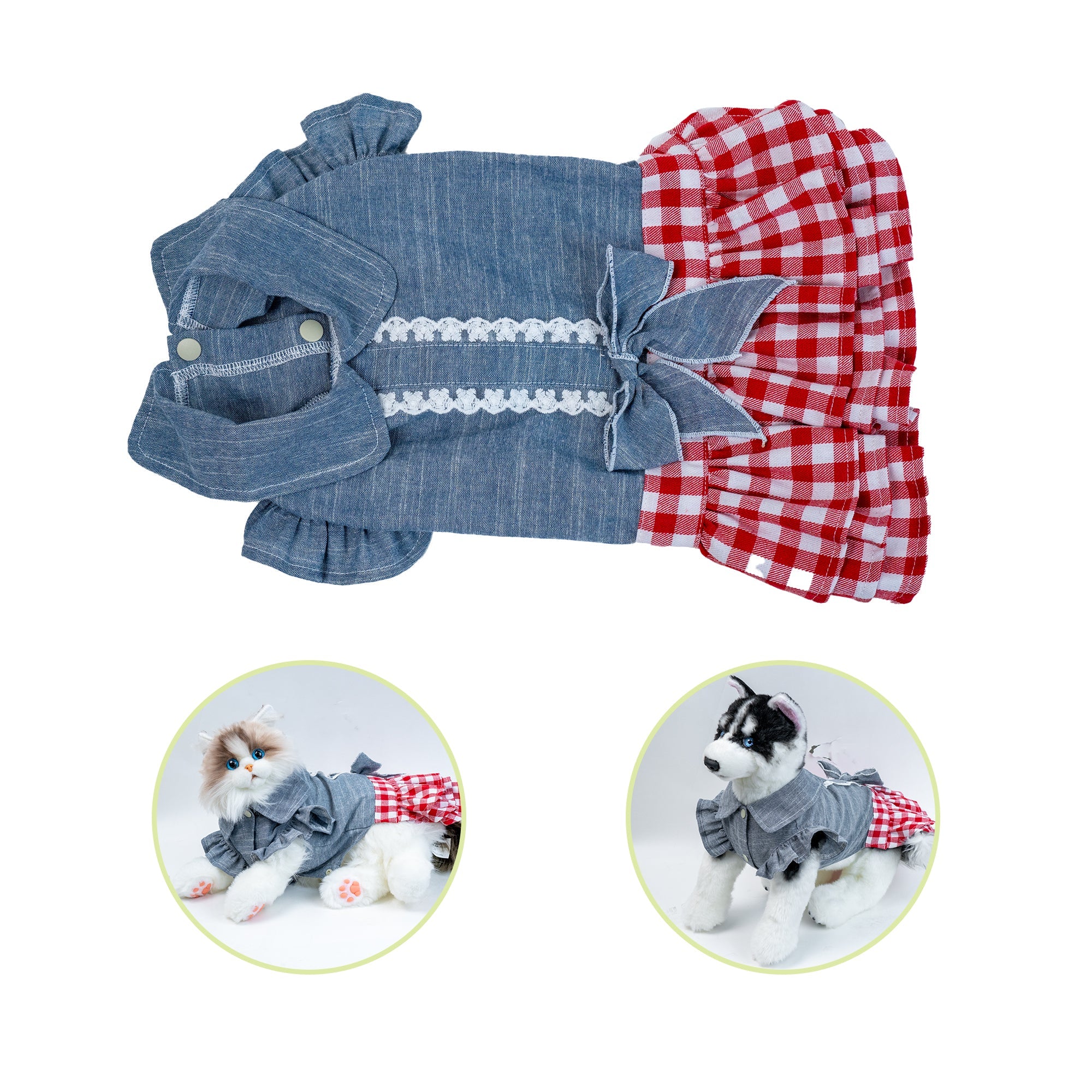 Checkerboard Skirt Red White for Cat Dog & Pet