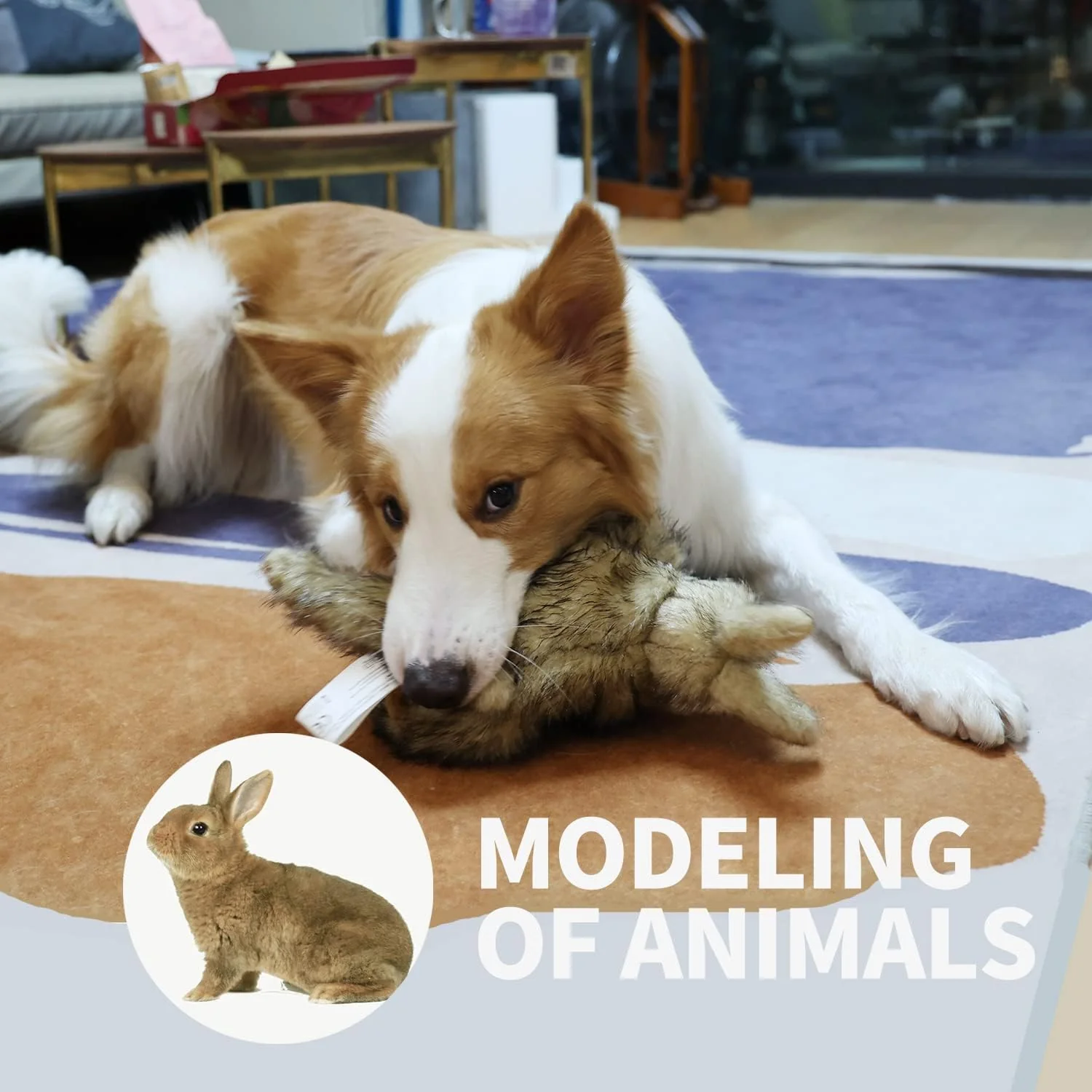 Classic - Dog Toys - Squeaky Dog Brown Rabbit Toys for Dogs - L - Image 4