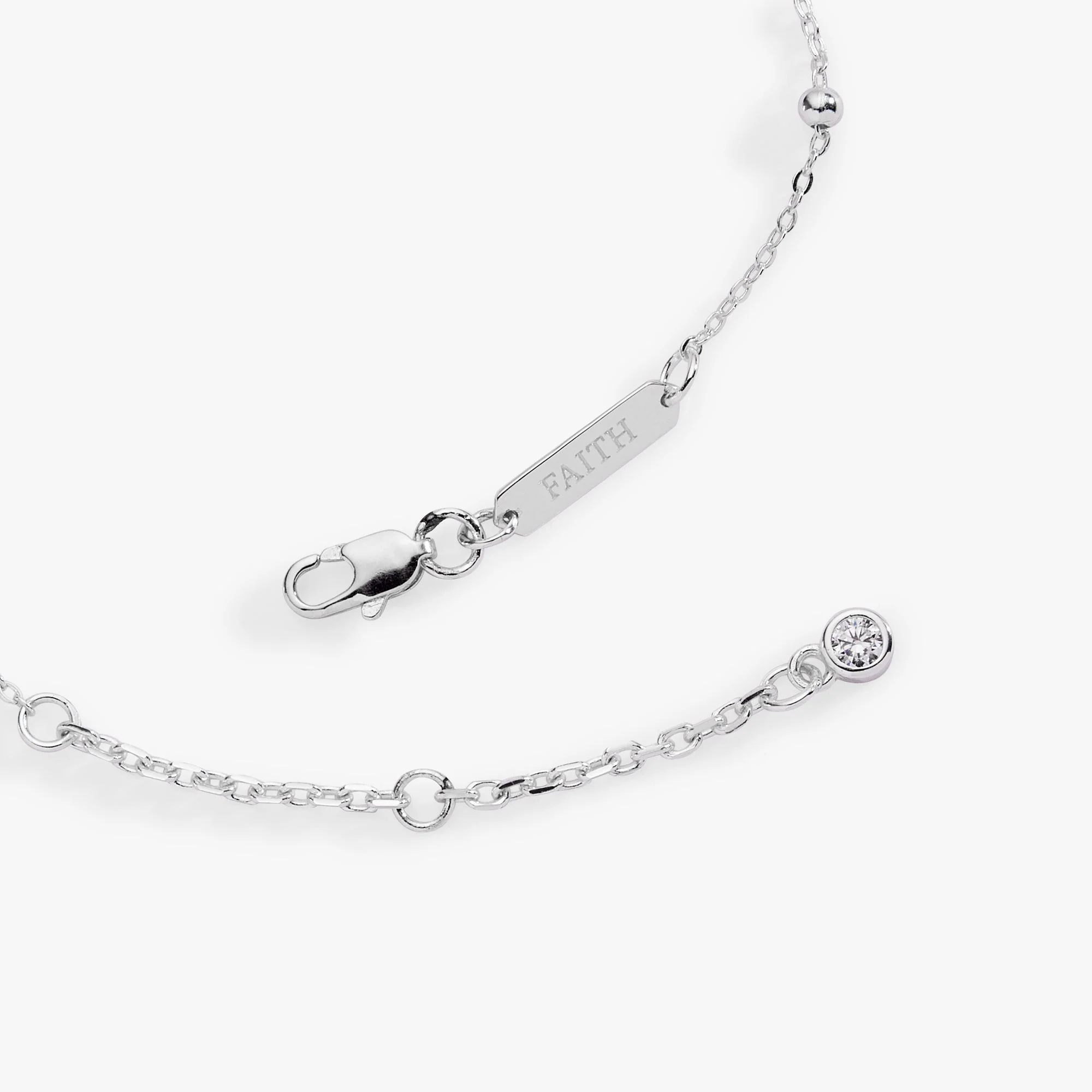 Cross Delicate Pave Crystal Beaded Strand Bracelet - Image 4