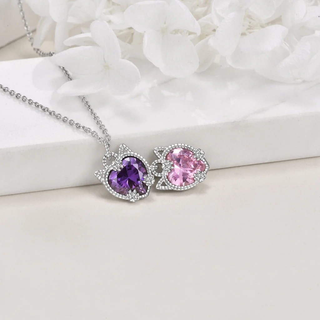 Crystal Cat Charm Necklace | Cat Necklace - Image 2