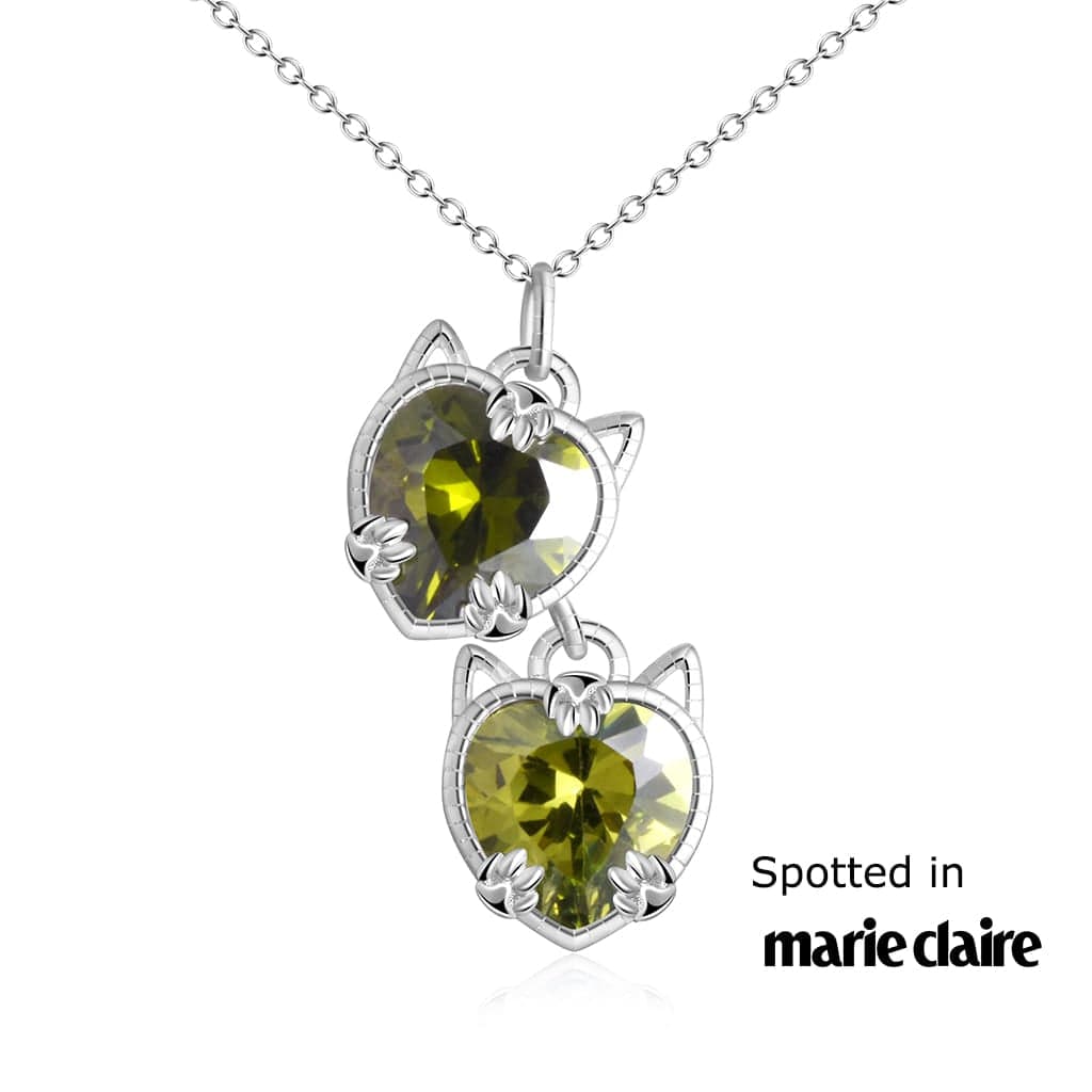 Crystal Cat Charm Necklace | Cat Necklace - Image 3