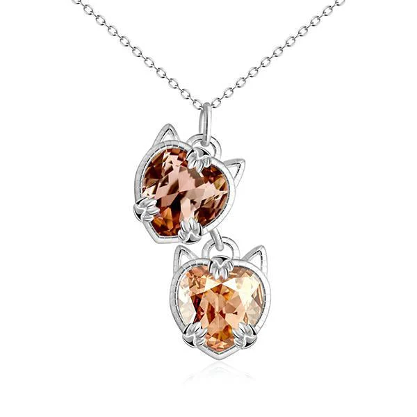 Crystal Cat Charm Necklace | Cat Necklace - Image 5