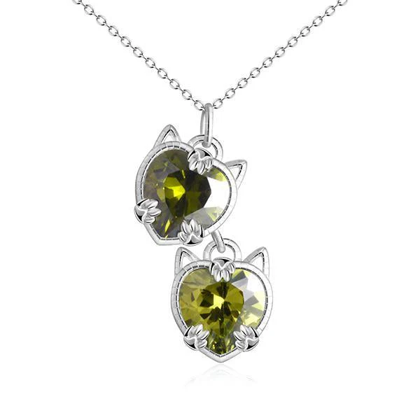 Crystal Cat Charm Necklace | Cat Necklace - Image 6