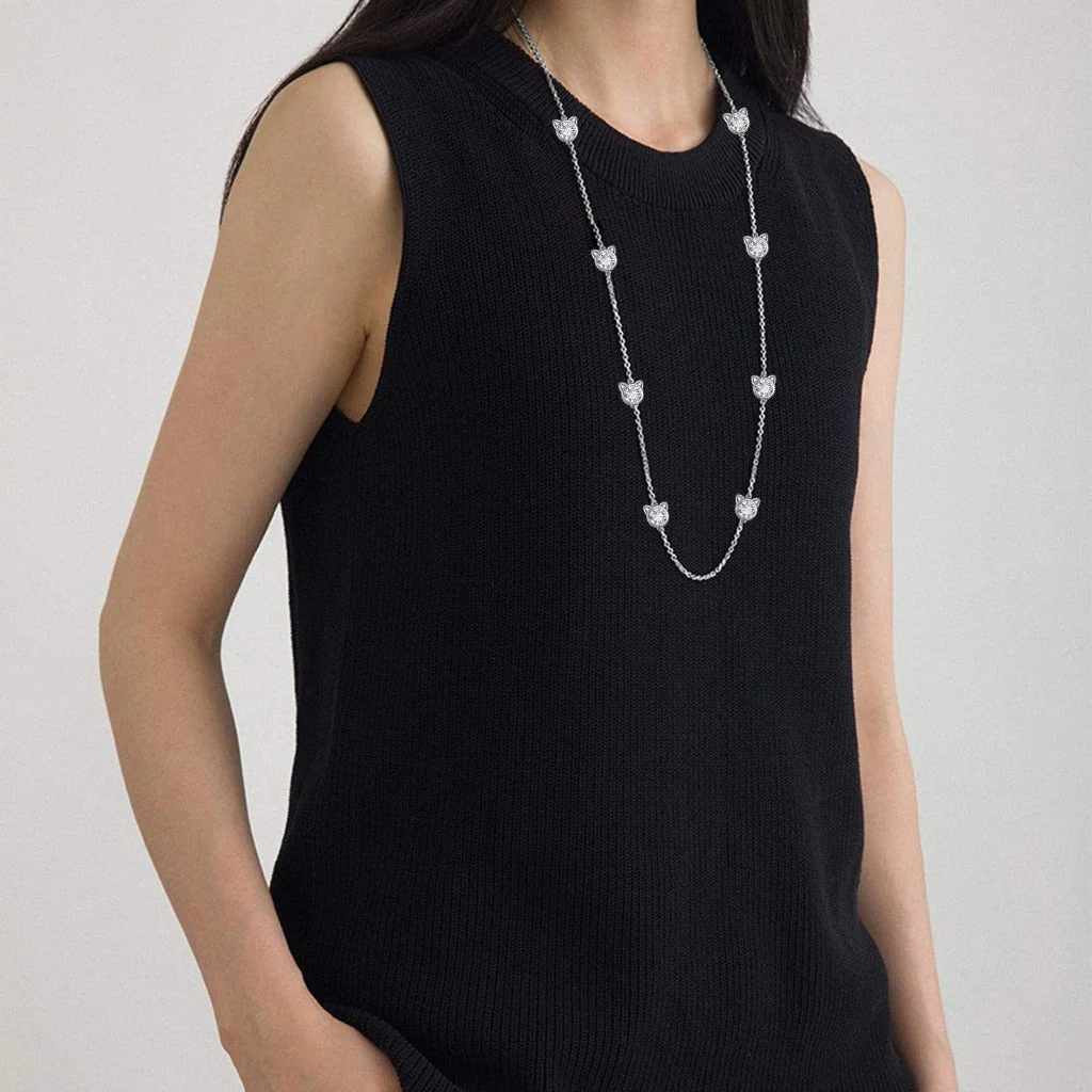 Crystal Cat Station Necklace - Image 2