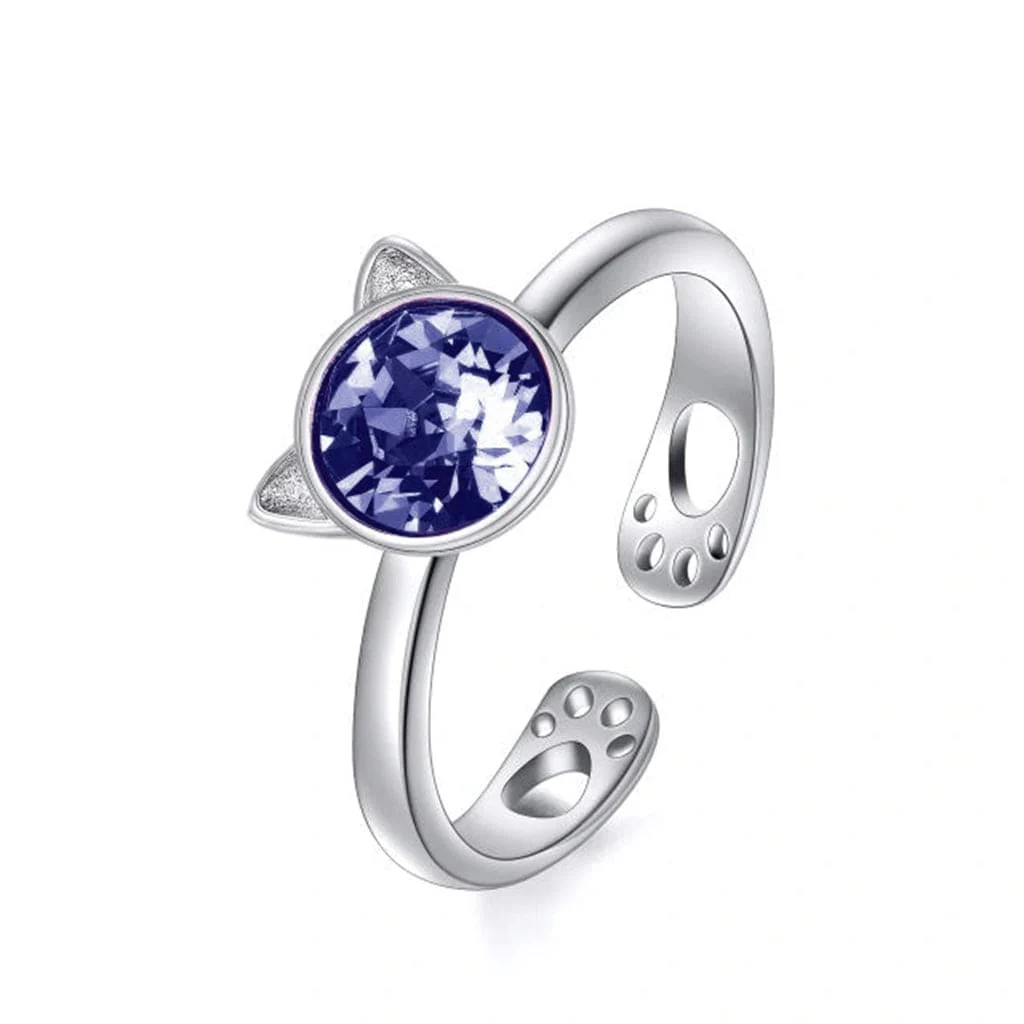 Crystal Cat Sterling Silver Ring - Image 3