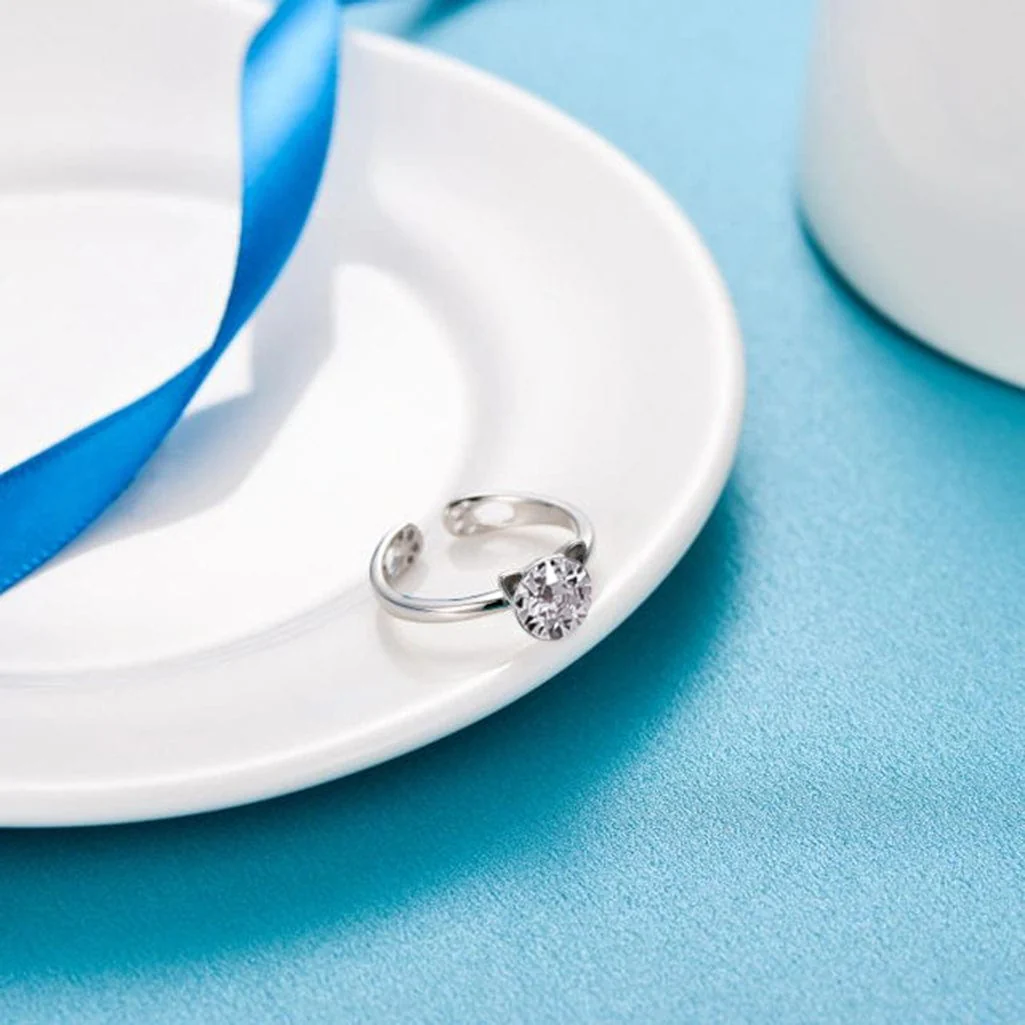 Crystal Cat Sterling Silver Ring - Image 4
