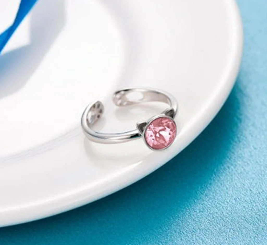 Crystal Cat Sterling Silver Ring - Image 5
