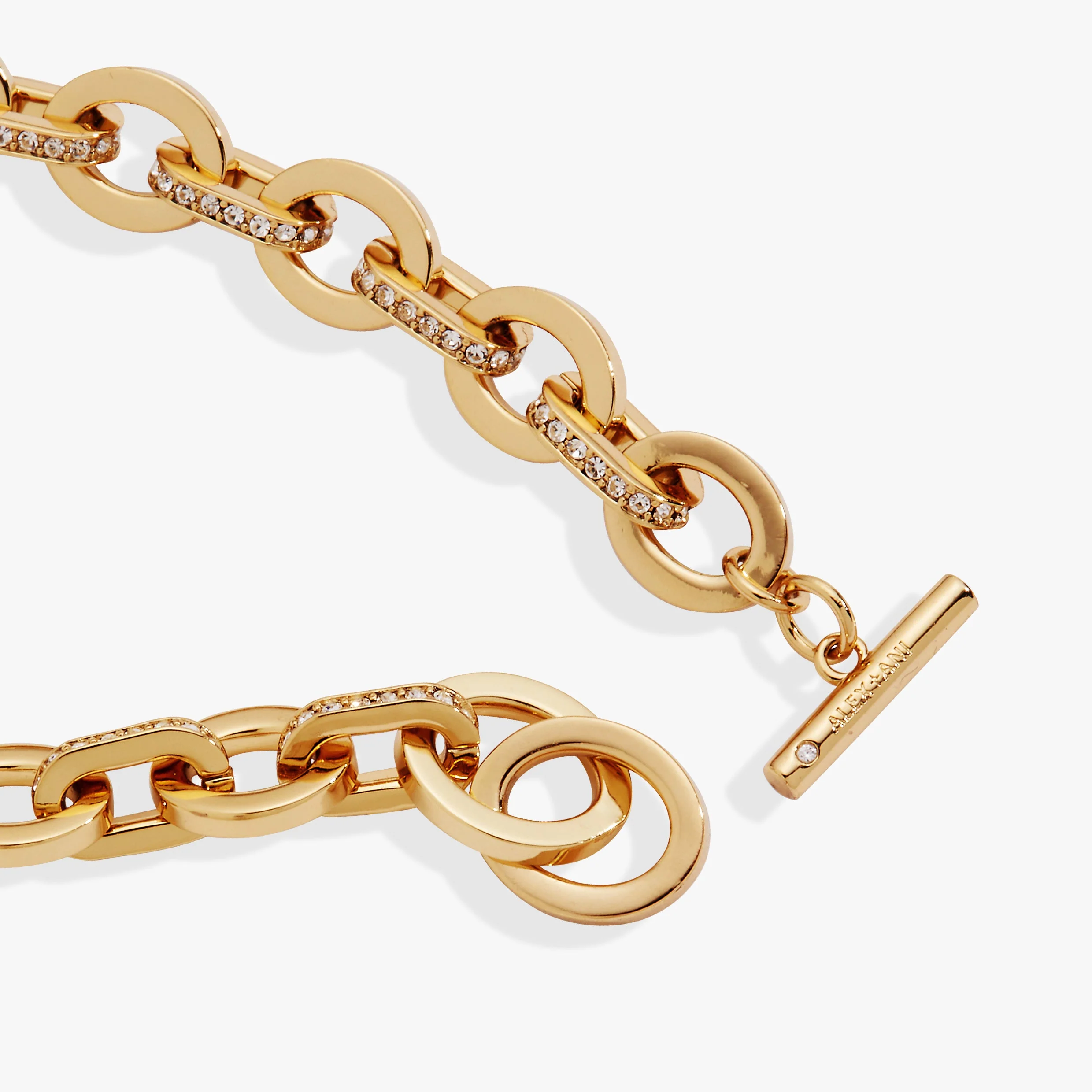 Delicate Oval Link Crystal Chain Toggle Bracelet - Image 3
