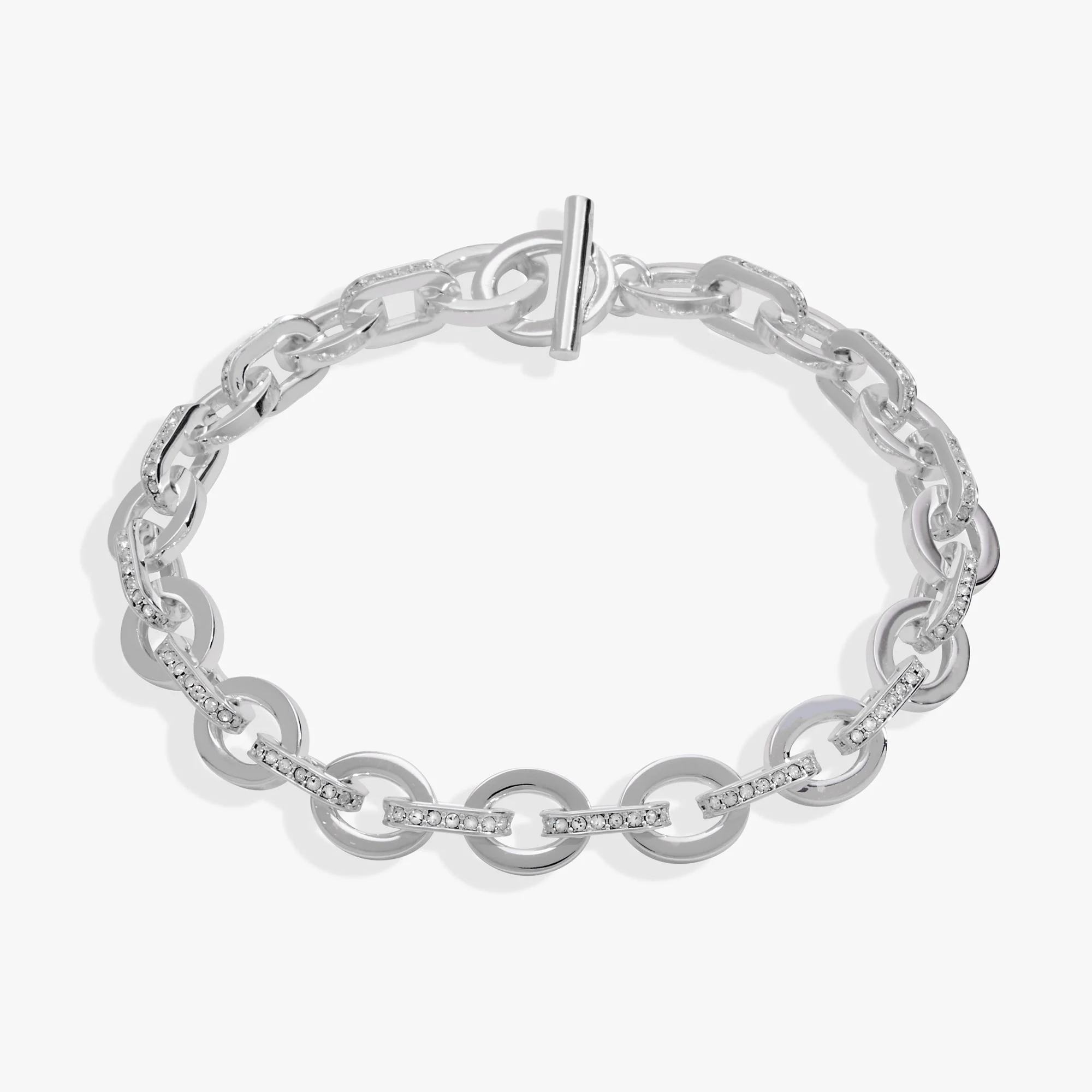 Delicate Oval Link Crystal Chain Toggle Bracelet - Image 4