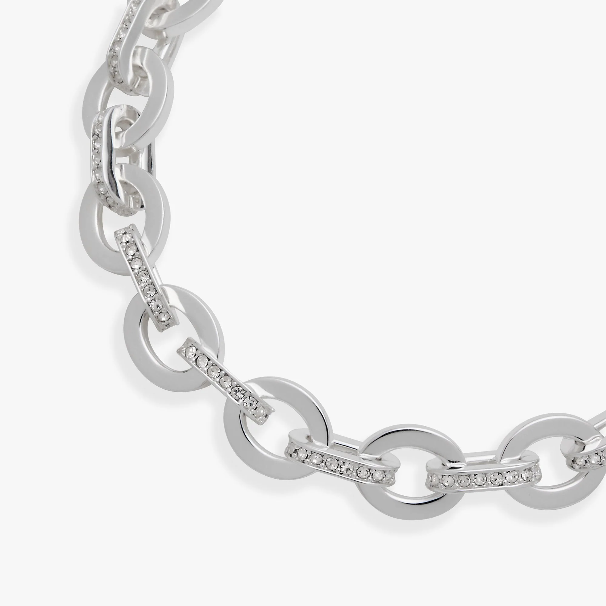 Delicate Oval Link Crystal Chain Toggle Bracelet - Image 5
