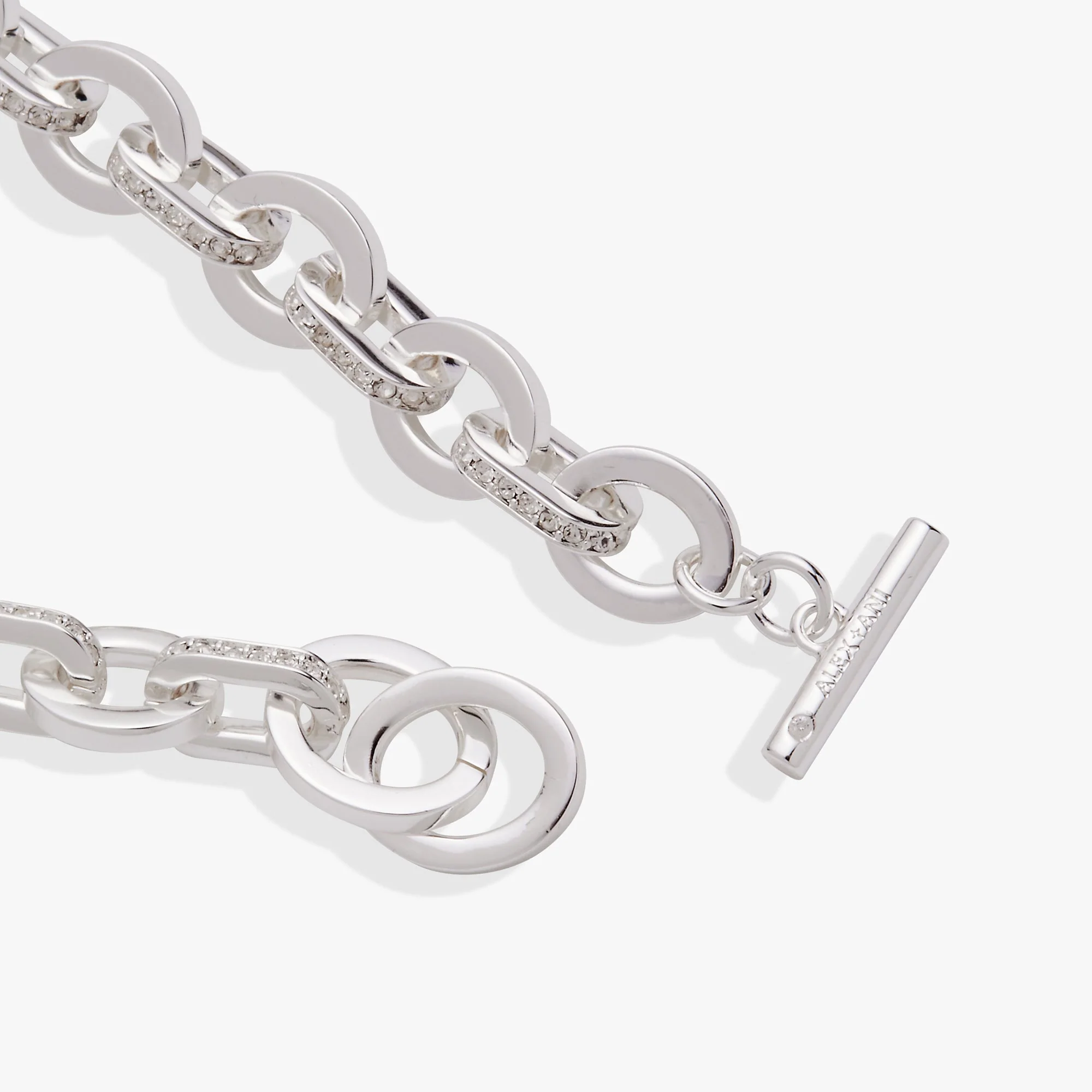 Delicate Oval Link Crystal Chain Toggle Bracelet - Image 6