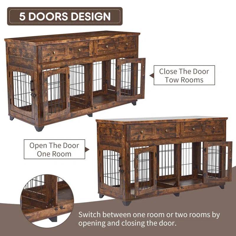 Dog Crate Furniture with Openable Partition - Image 10